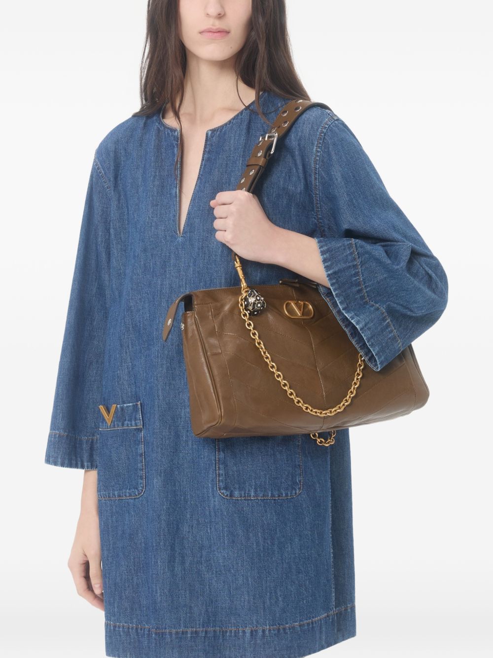 Valentino Women Vlogo Signature Denim Short Dress VALENTINO