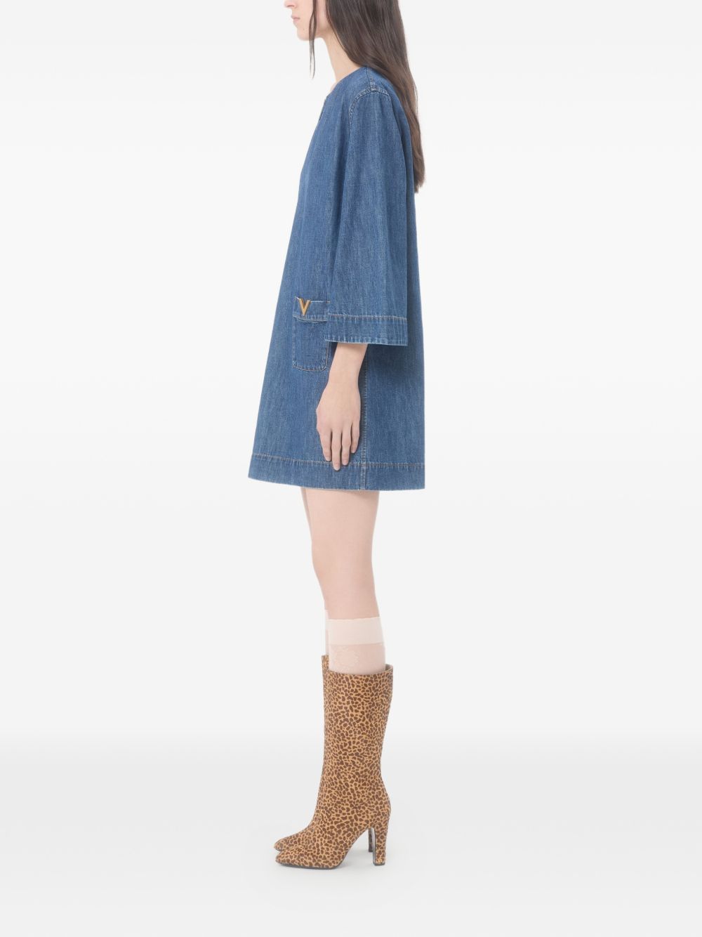 Valentino Women Vlogo Signature Denim Short Dress VALENTINO