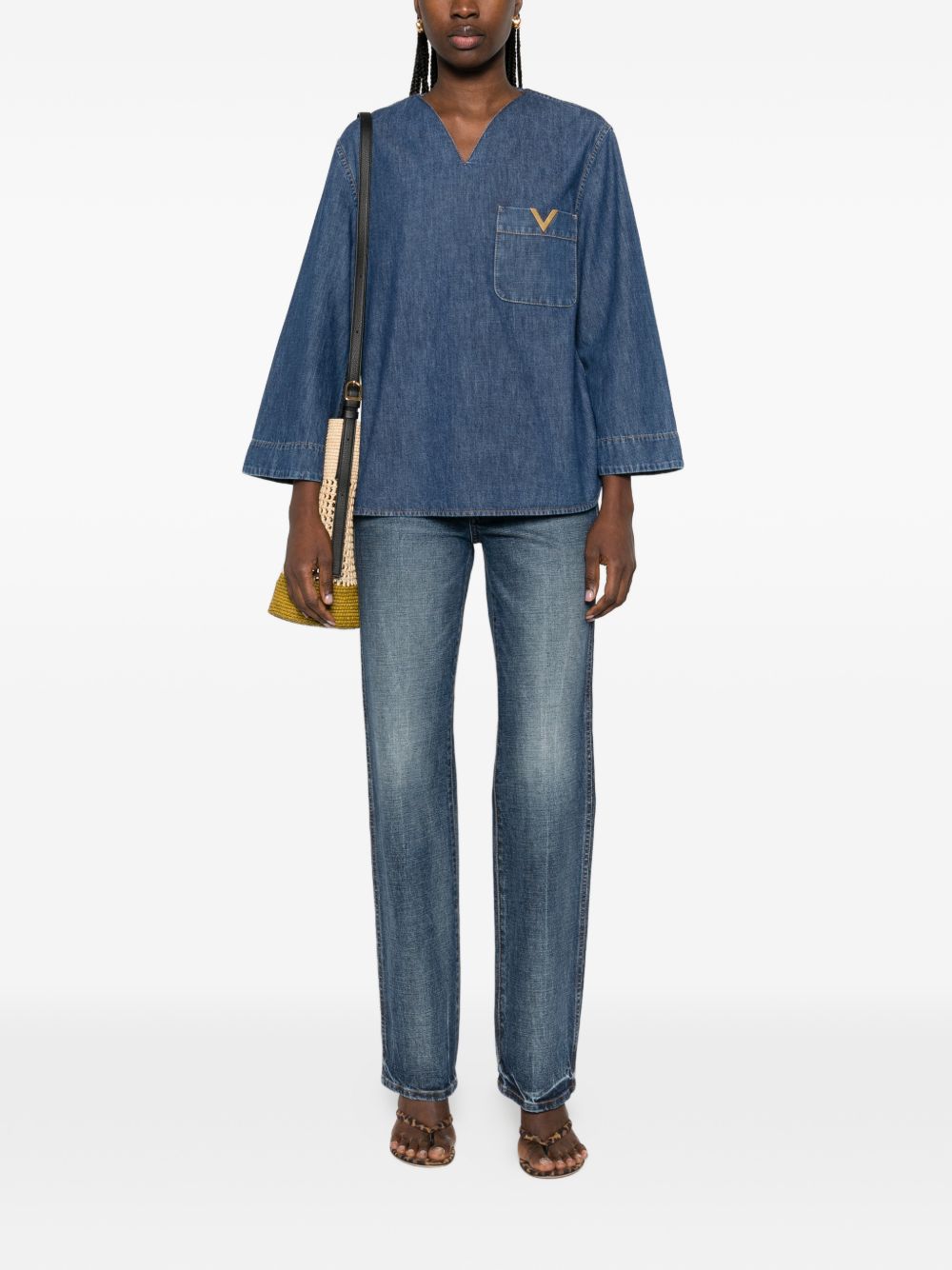 Valentino Women Vlogo Signature Denim Blouse VALENTINO
