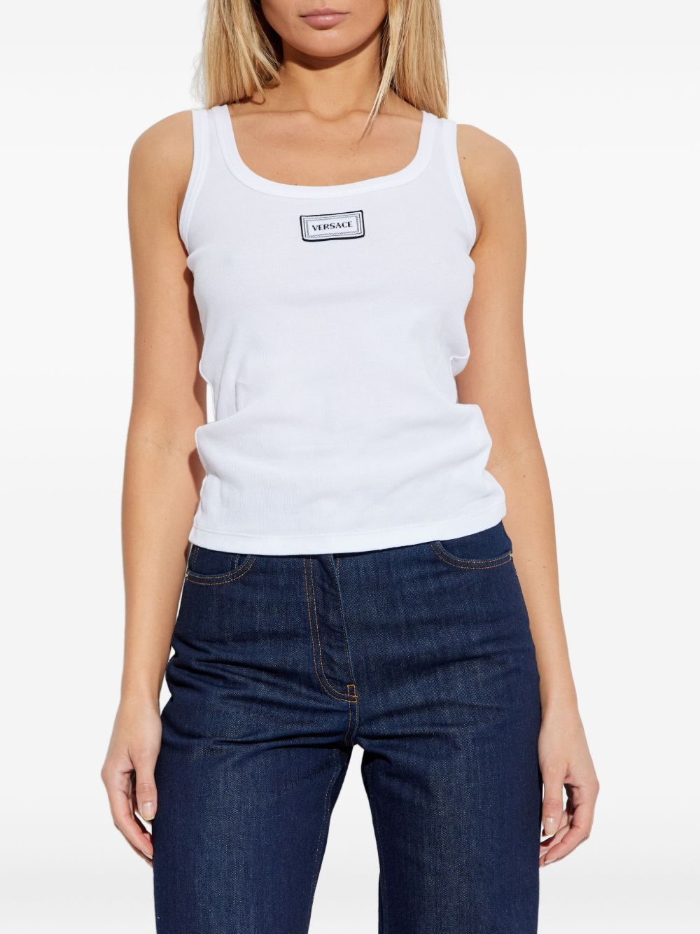 Versace Women Logo Cotton Tank Top