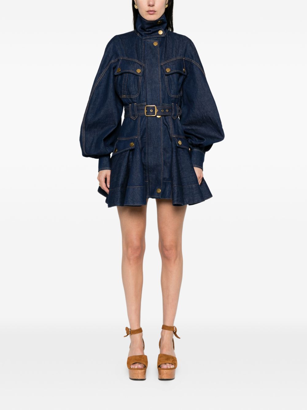 Zimmermann Women Luna Denim Utility Mini Dress ZIMMERMANN