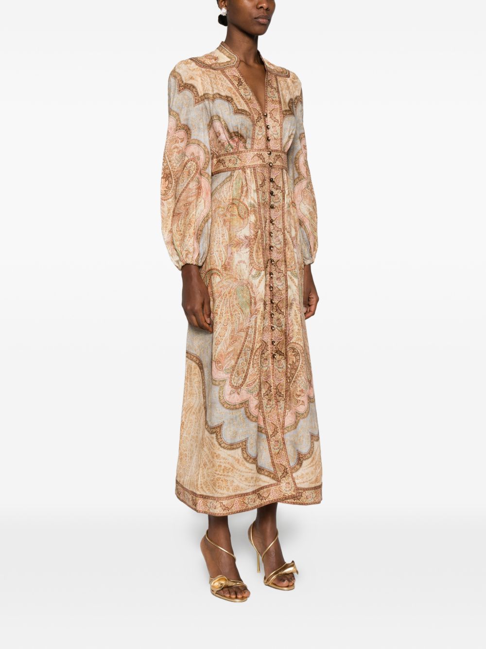 Zimmermann Women Wanderlust Linen Midi Dress ZIMMERMANN