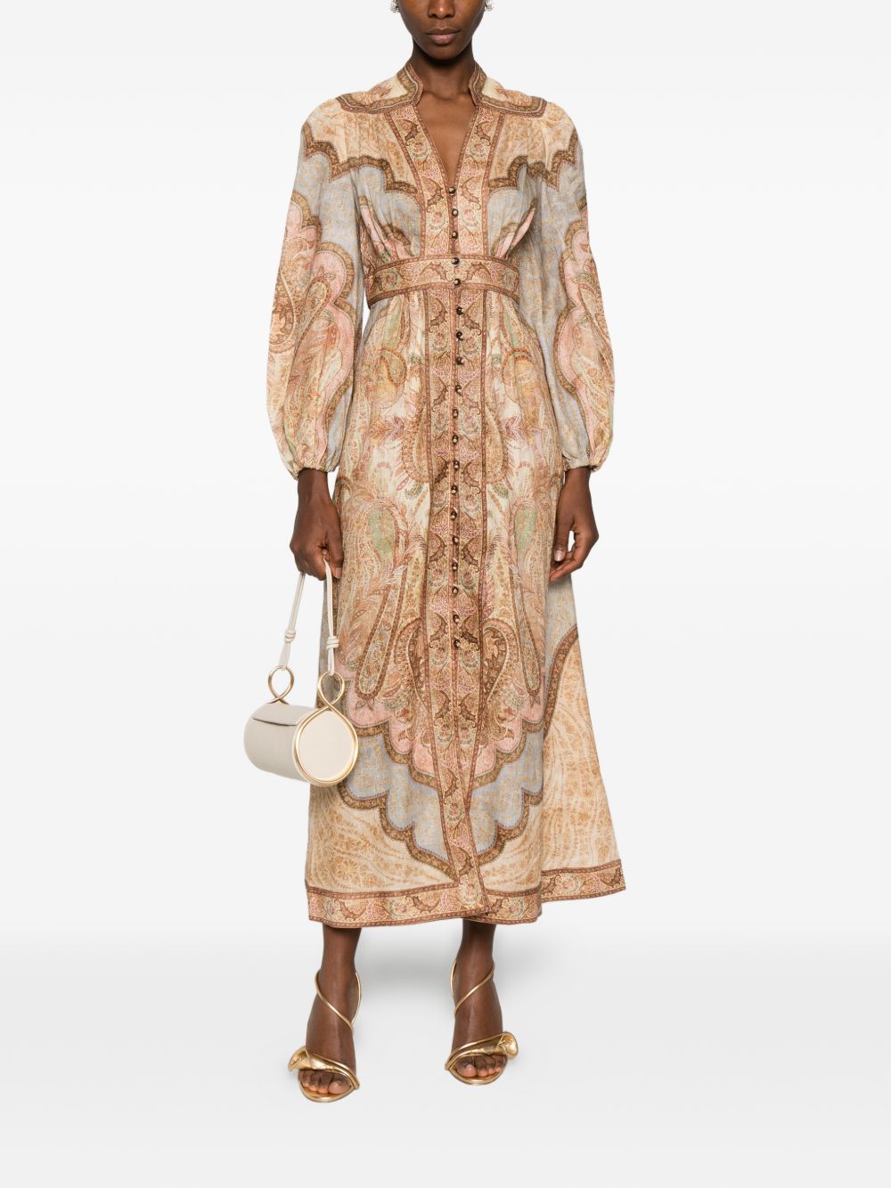 Zimmermann Women Wanderlust Linen Midi Dress ZIMMERMANN