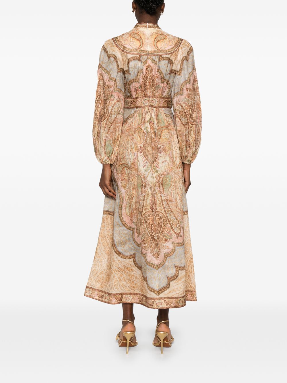 Zimmermann Women Wanderlust Linen Midi Dress ZIMMERMANN