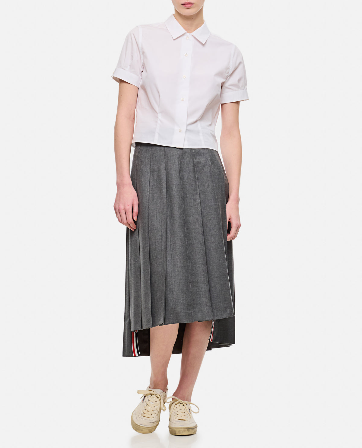 Thom Browne Women Midi Pleated Skirt.