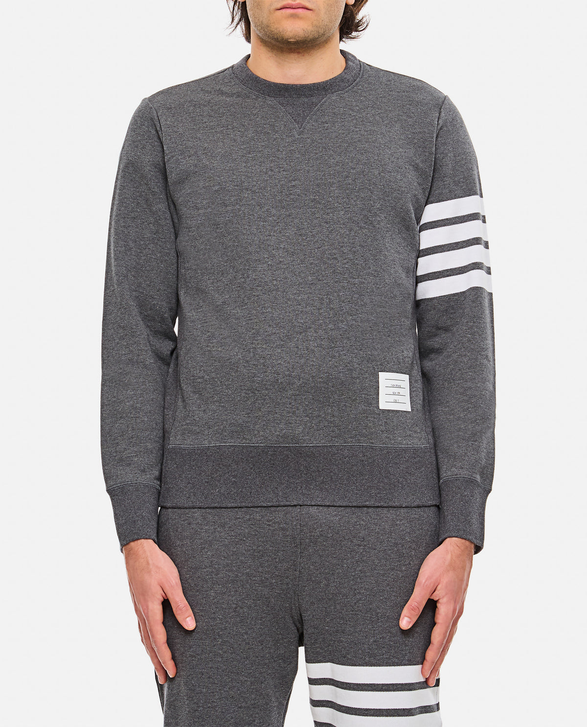 Thom Browne Men Classic Sweatshirt In Classic Loopback W/ Engineered 4 Bar THOM BROWNE