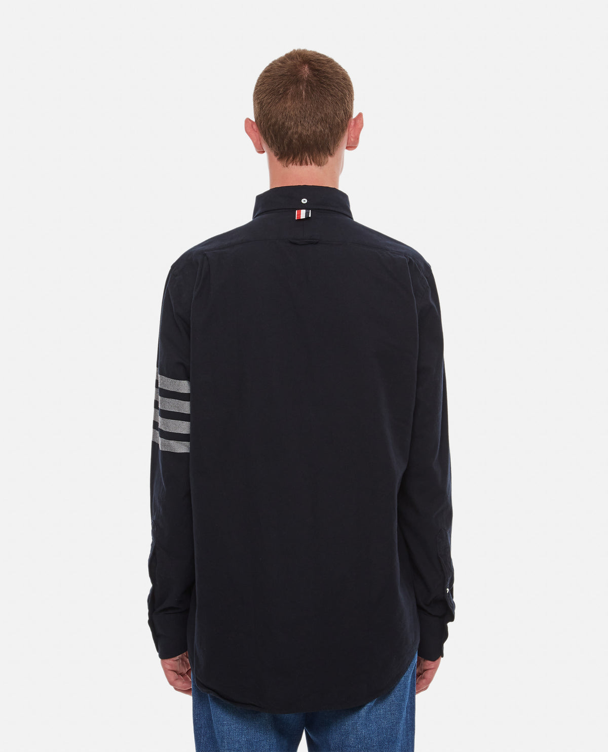 Thom Browne Men Tonal 4 Bar Cotton Shirt THOM BROWNE