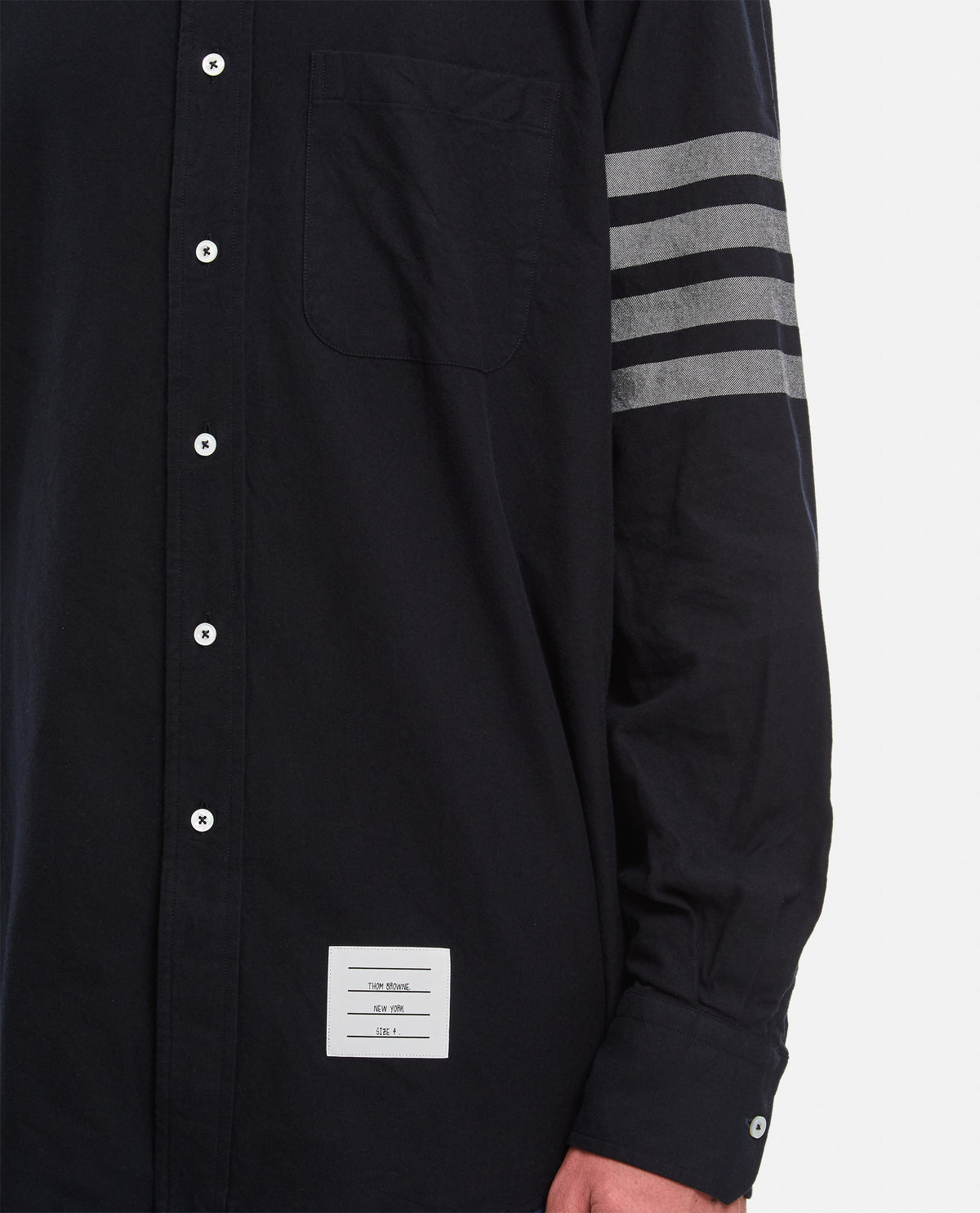 Thom Browne Men Tonal 4 Bar Cotton Shirt THOM BROWNE