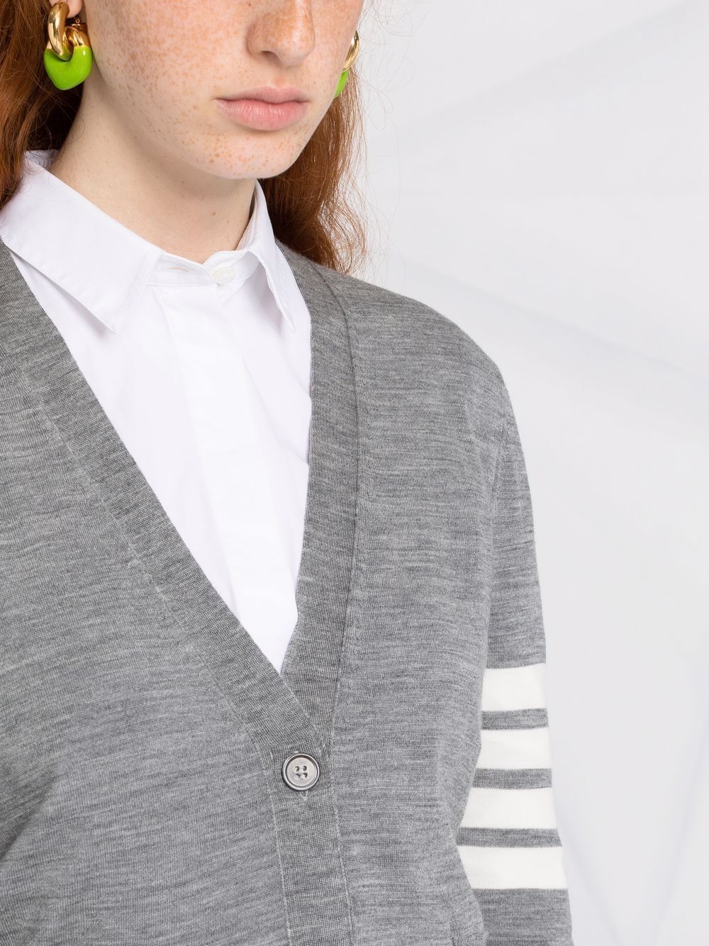 Thom Browne Women 4Bar Cotton Cardigan THOM BROWNE