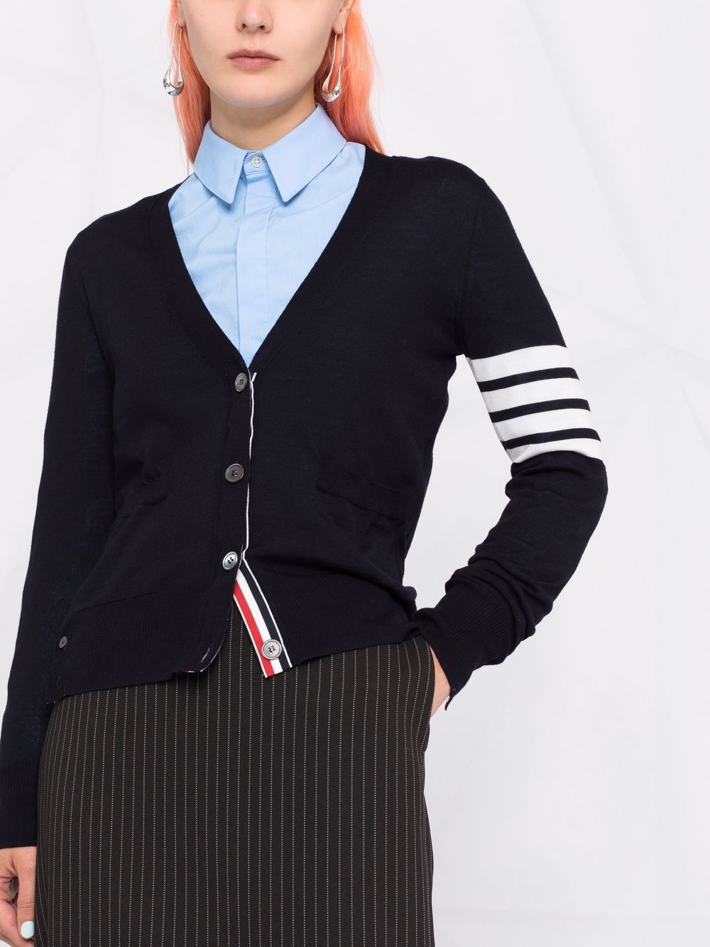 Thom Browne Women 4Bar Cotton Cardigan THOM BROWNE