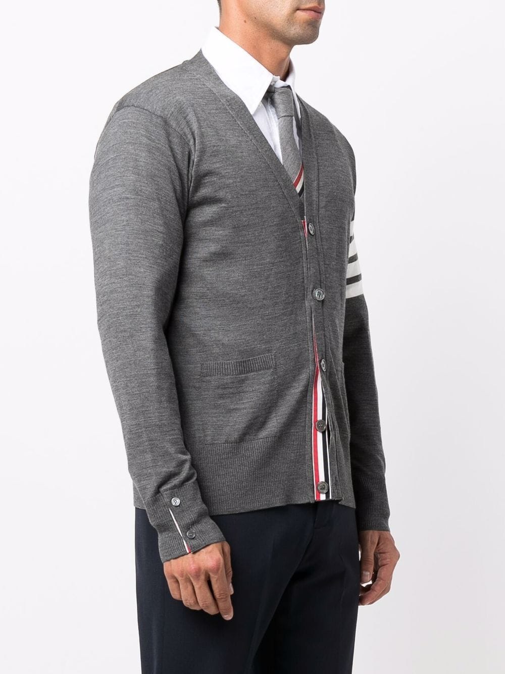 Thom Browne Men 4Bar Wool Cardigan THOM BROWNE