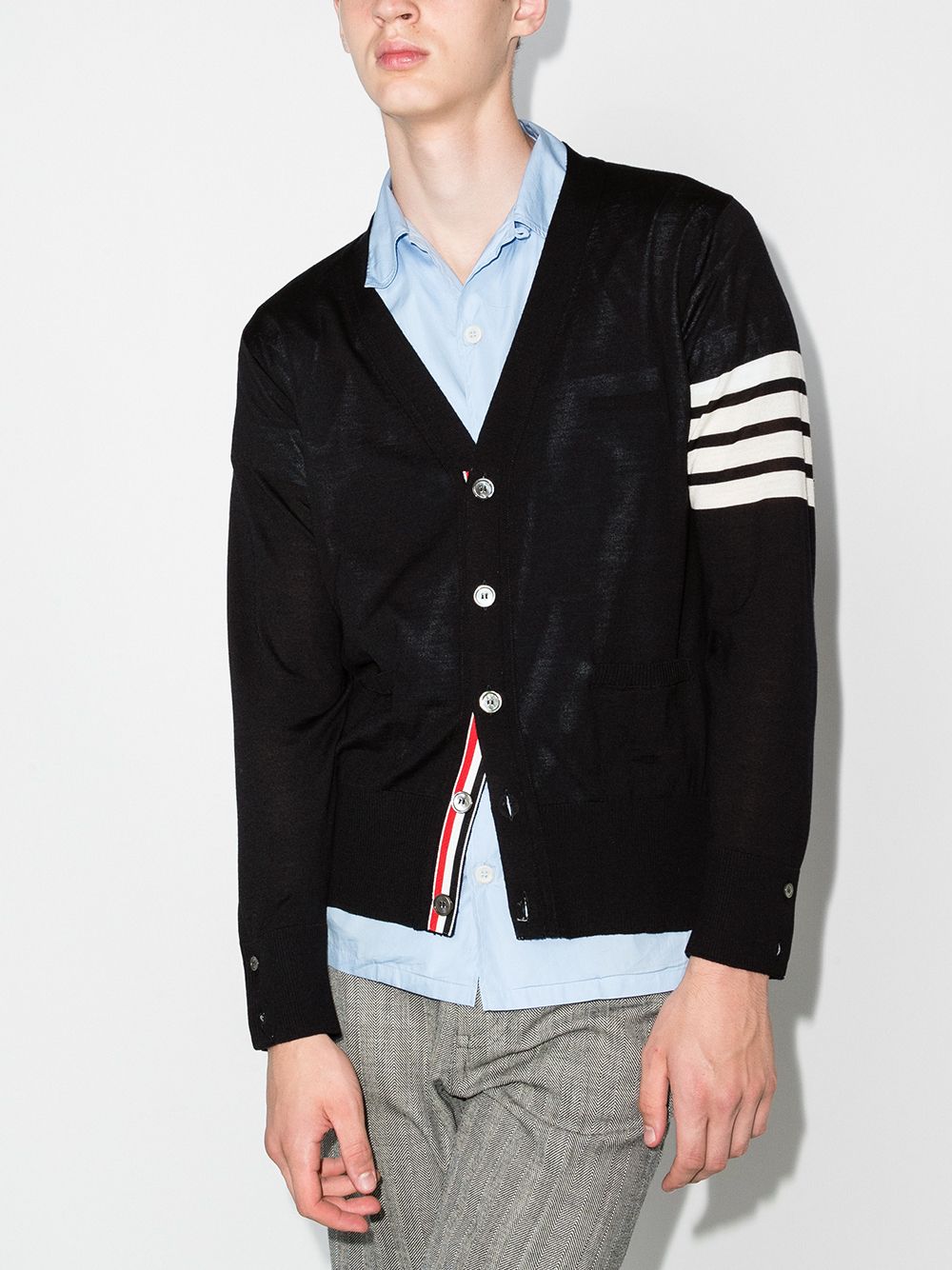 Thom Browne Men 4Bar Wool Cardigan THOM BROWNE