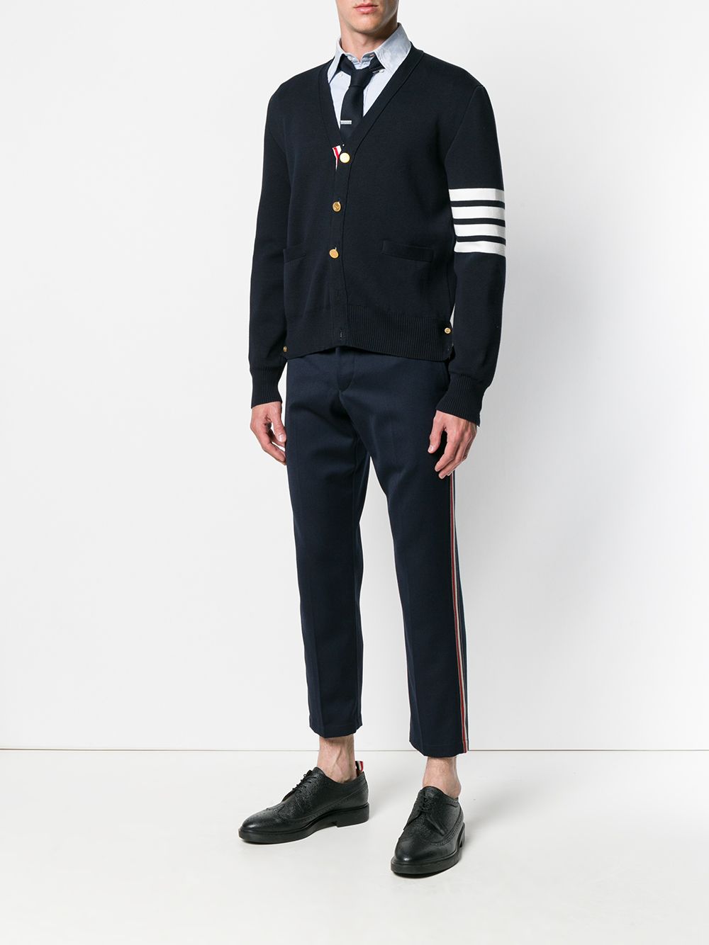 Thom Browne Men 4Bar Cotton Cardigan THOM BROWNE