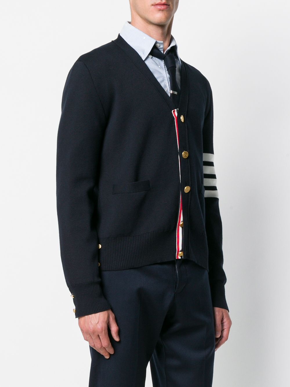 Thom Browne Men 4Bar Cotton Cardigan THOM BROWNE