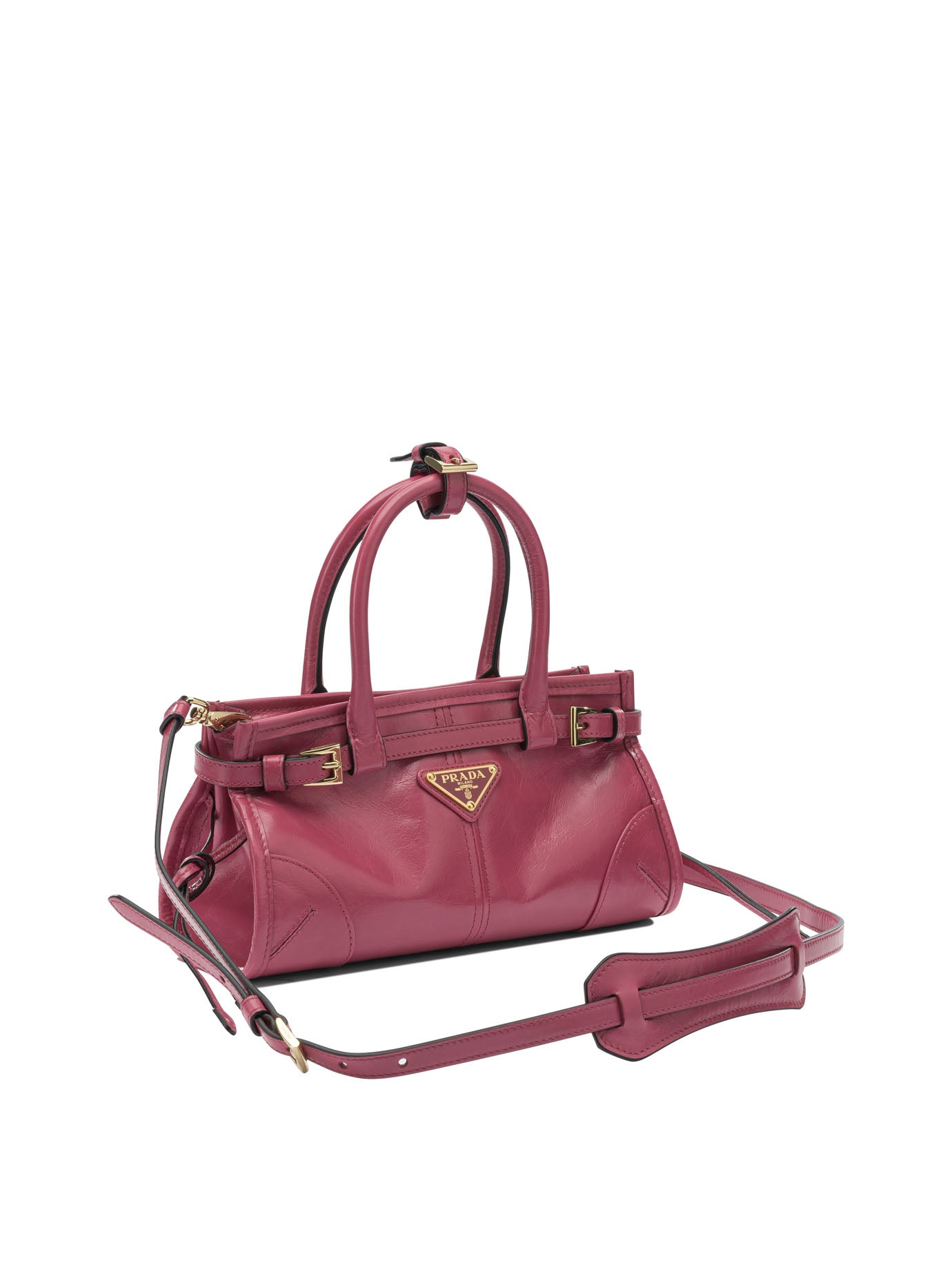 Prada Women Fuchsia Leather Mini Prada Bonnie Handbag PRADA