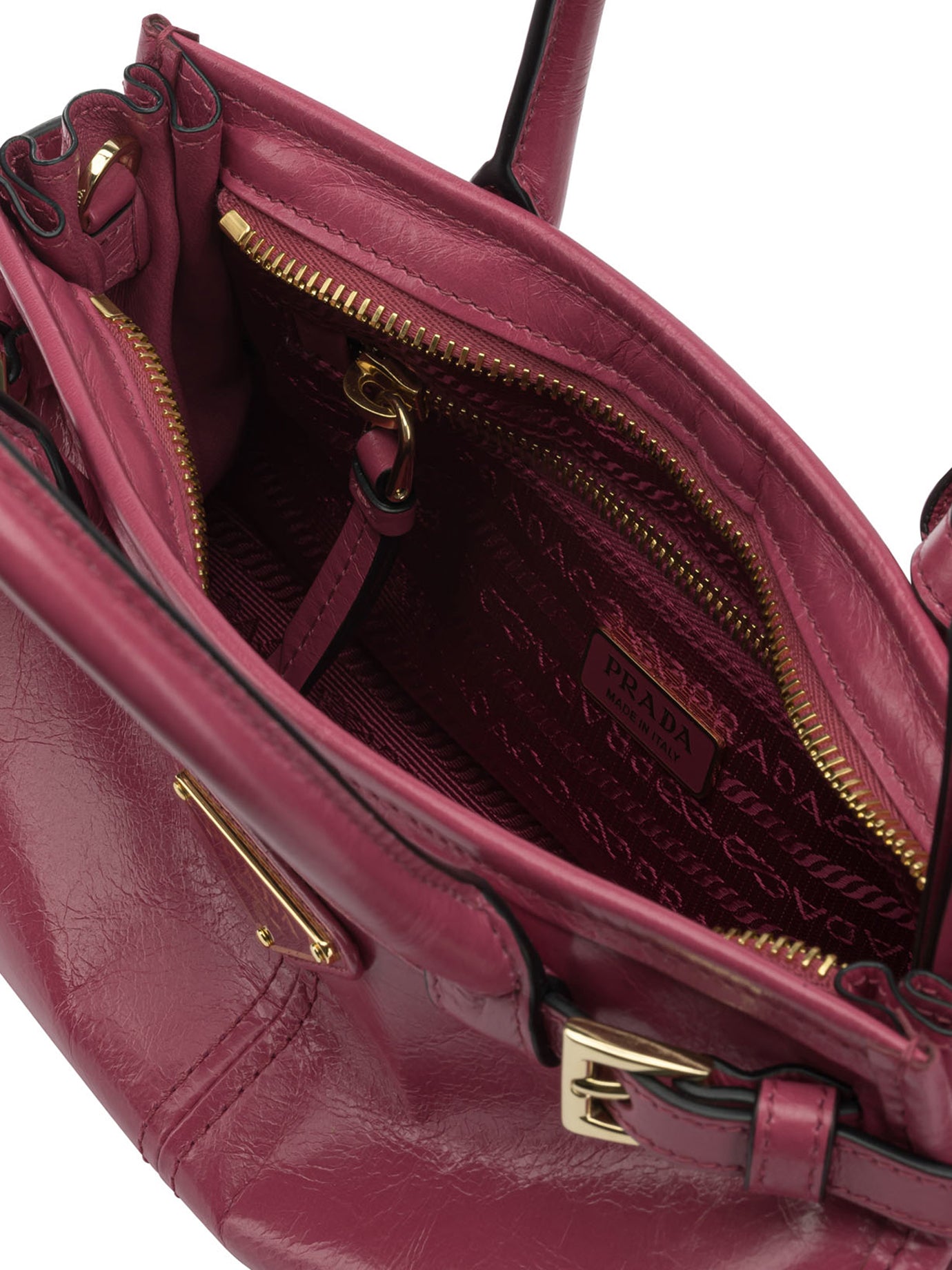 Prada Women Fuchsia Leather Mini Prada Bonnie Handbag PRADA