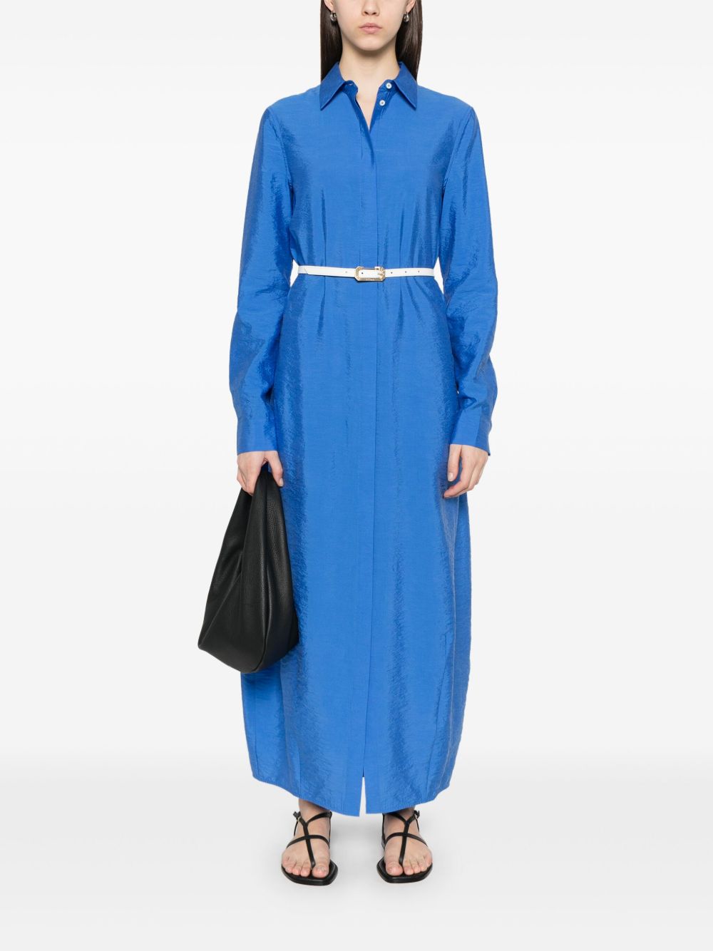Toteme Women Blue Silk Chemisier Dress TOTEME