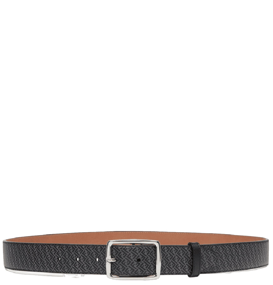Fendi Men Black Leather Ff Logo Belt FENDI