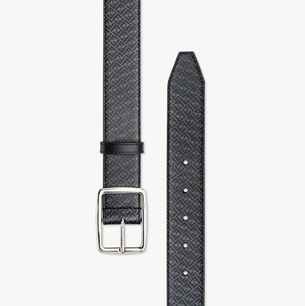 Fendi Men Black Leather Ff Logo Belt FENDI