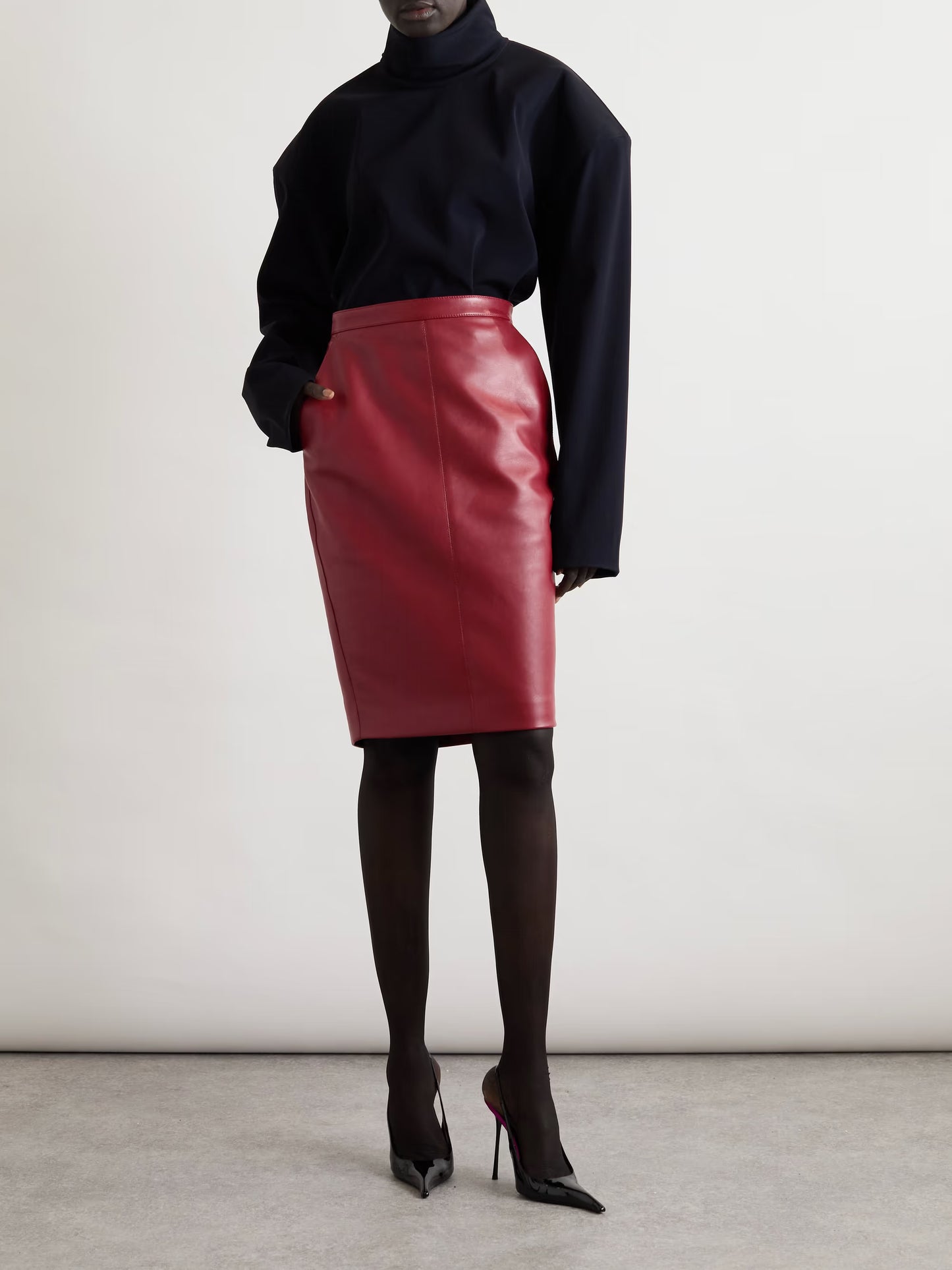 Saint Laurent Women Leather Skirt SAINT LAURENT