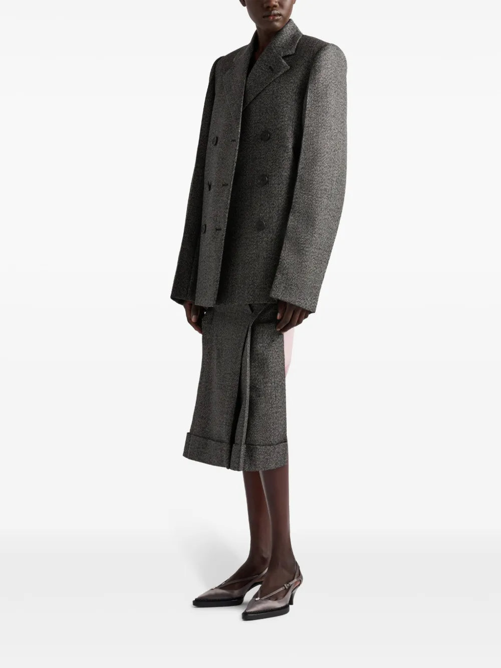 Prada Women Wool Weave Midi Skirt Women PRADA
