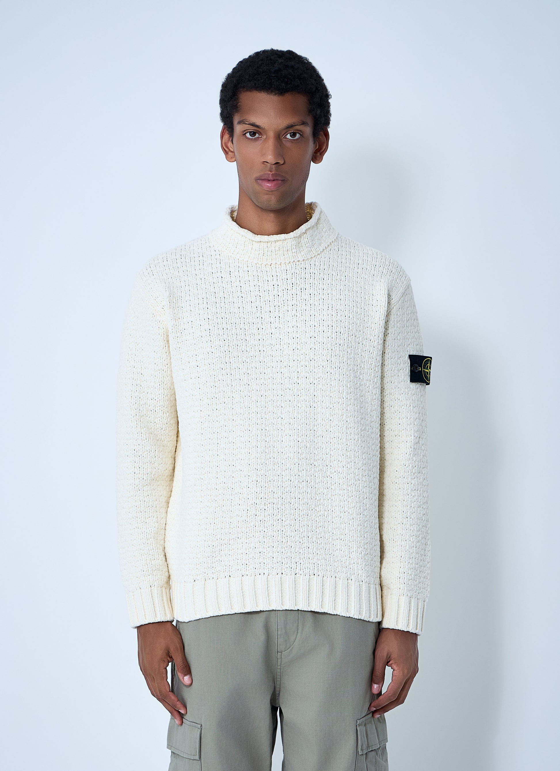 Stone Island Men Chenille Cotton Sweater STONE ISLAND