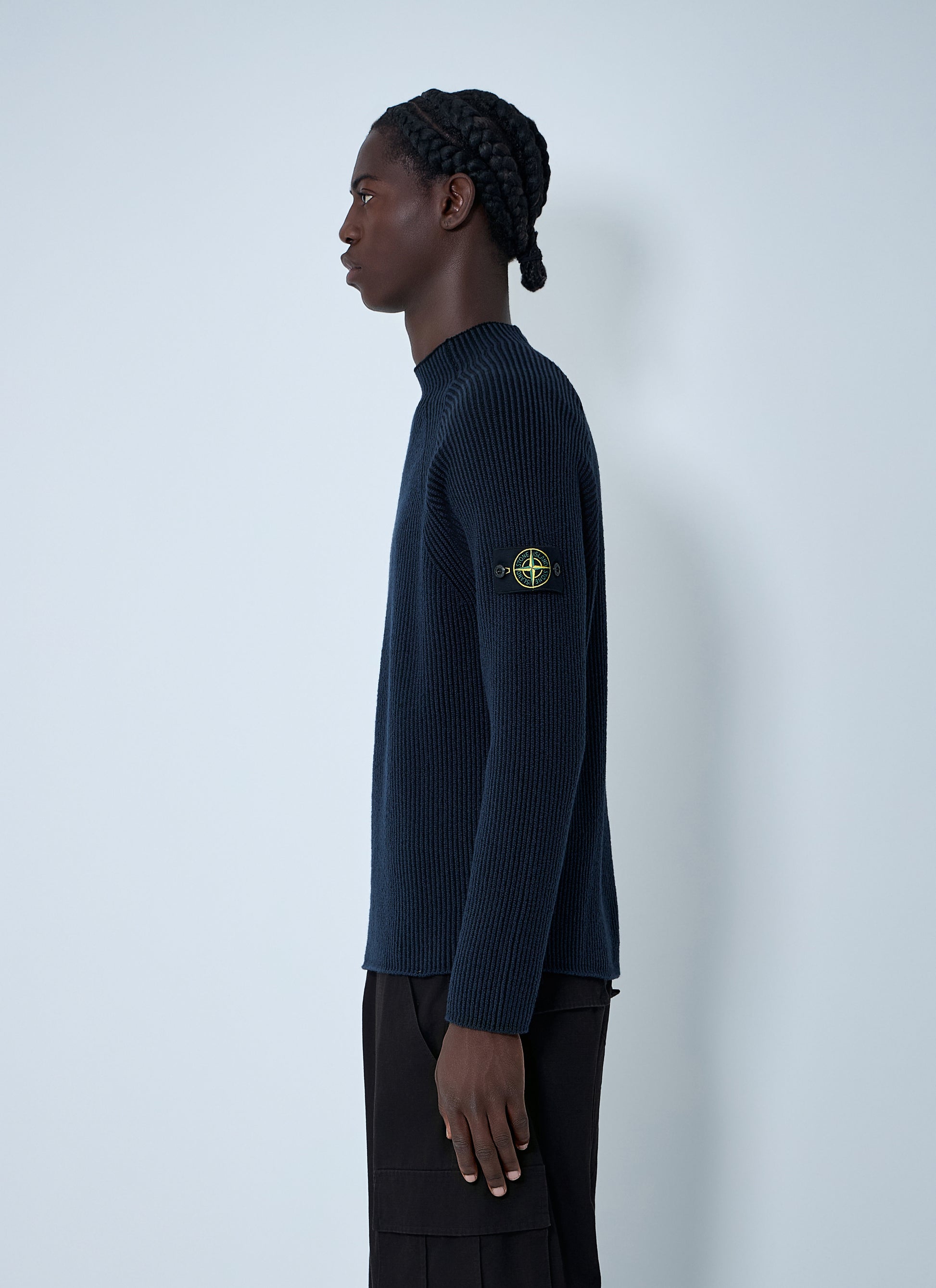 Stone Island Men Rib Logo Patch Sweater STONE ISLAND