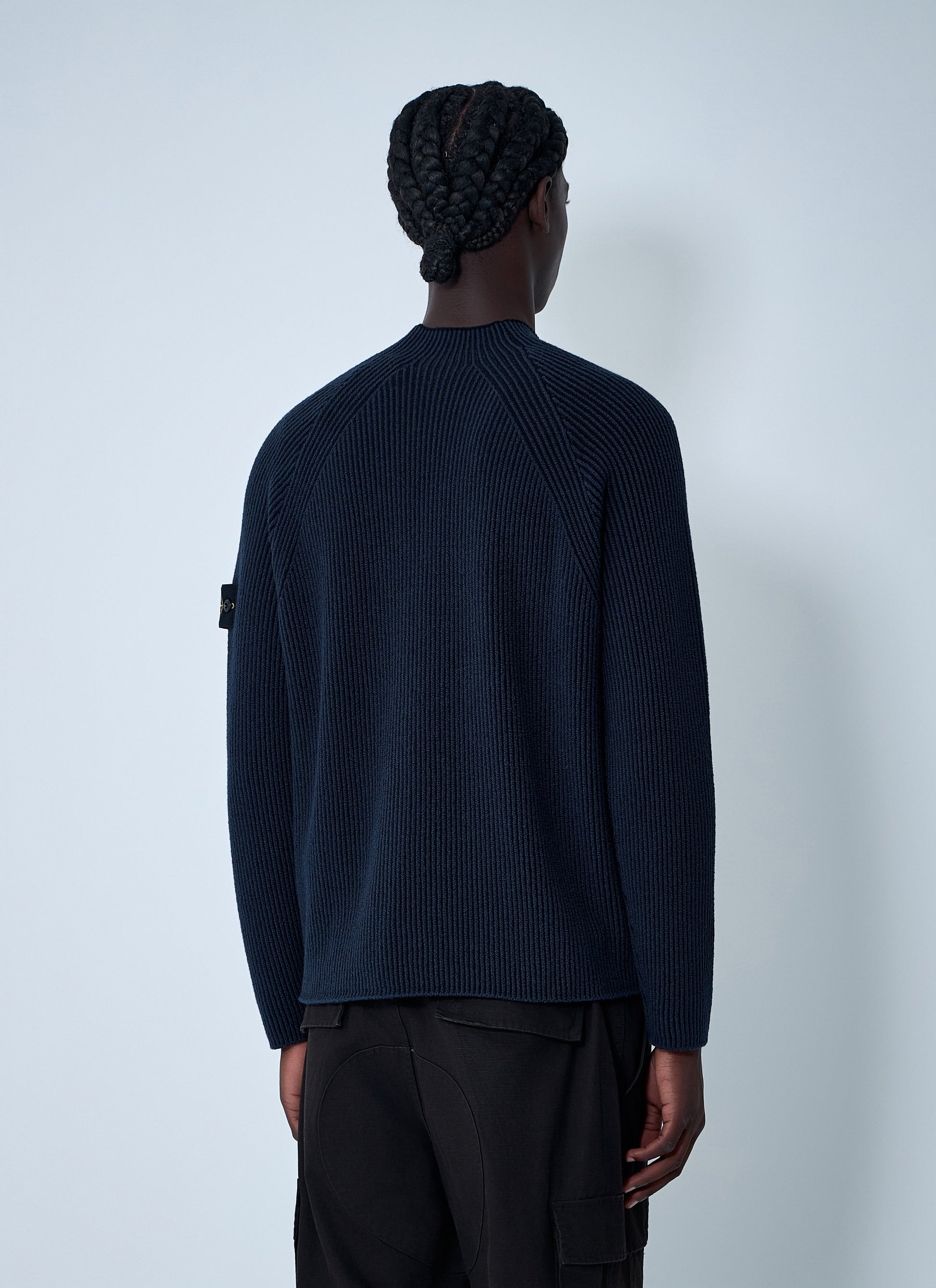 Stone Island Men Rib Logo Patch Sweater STONE ISLAND