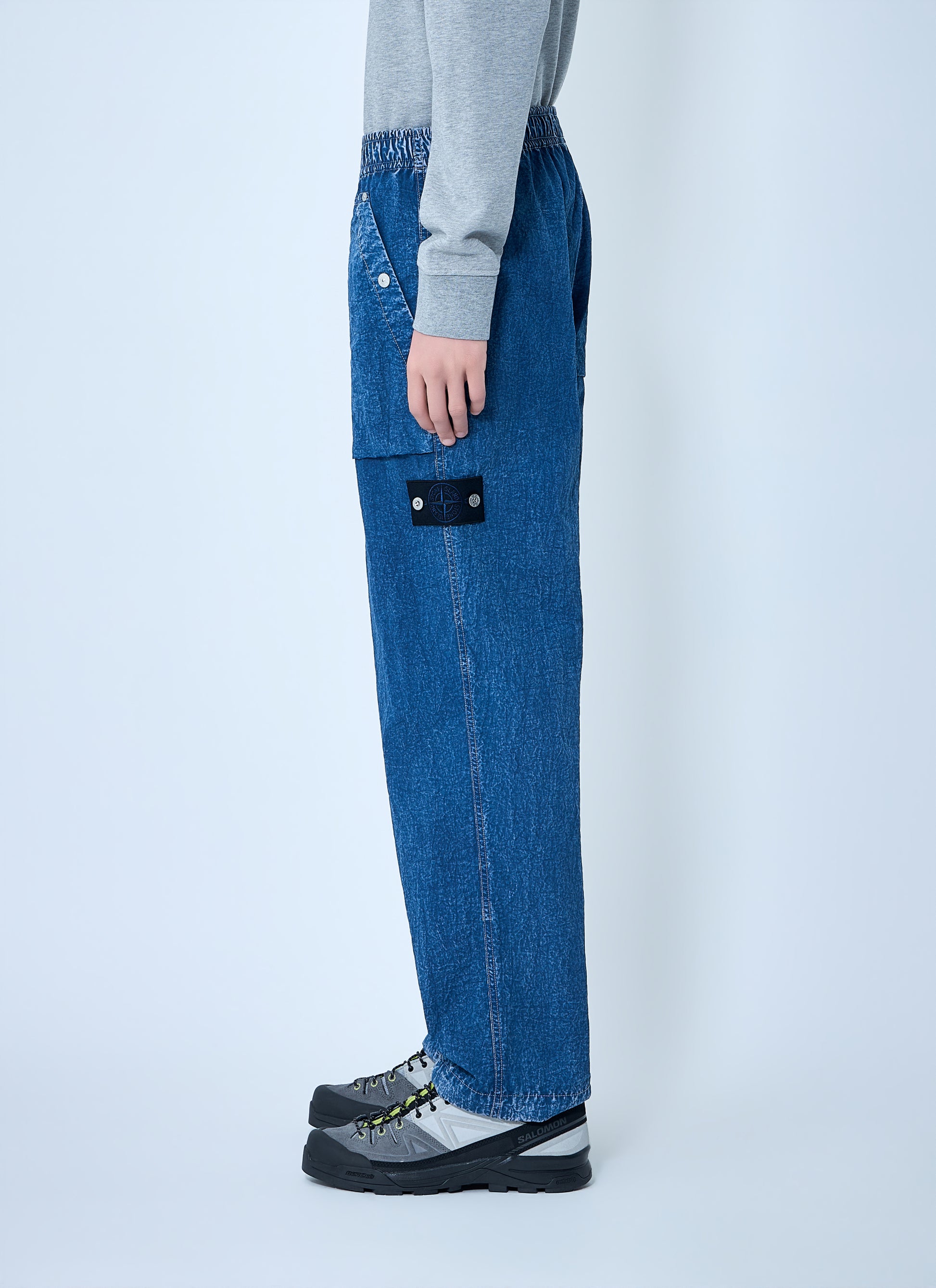 Stone Island Men Elasticated Denim Cargo Trousers STONE ISLAND