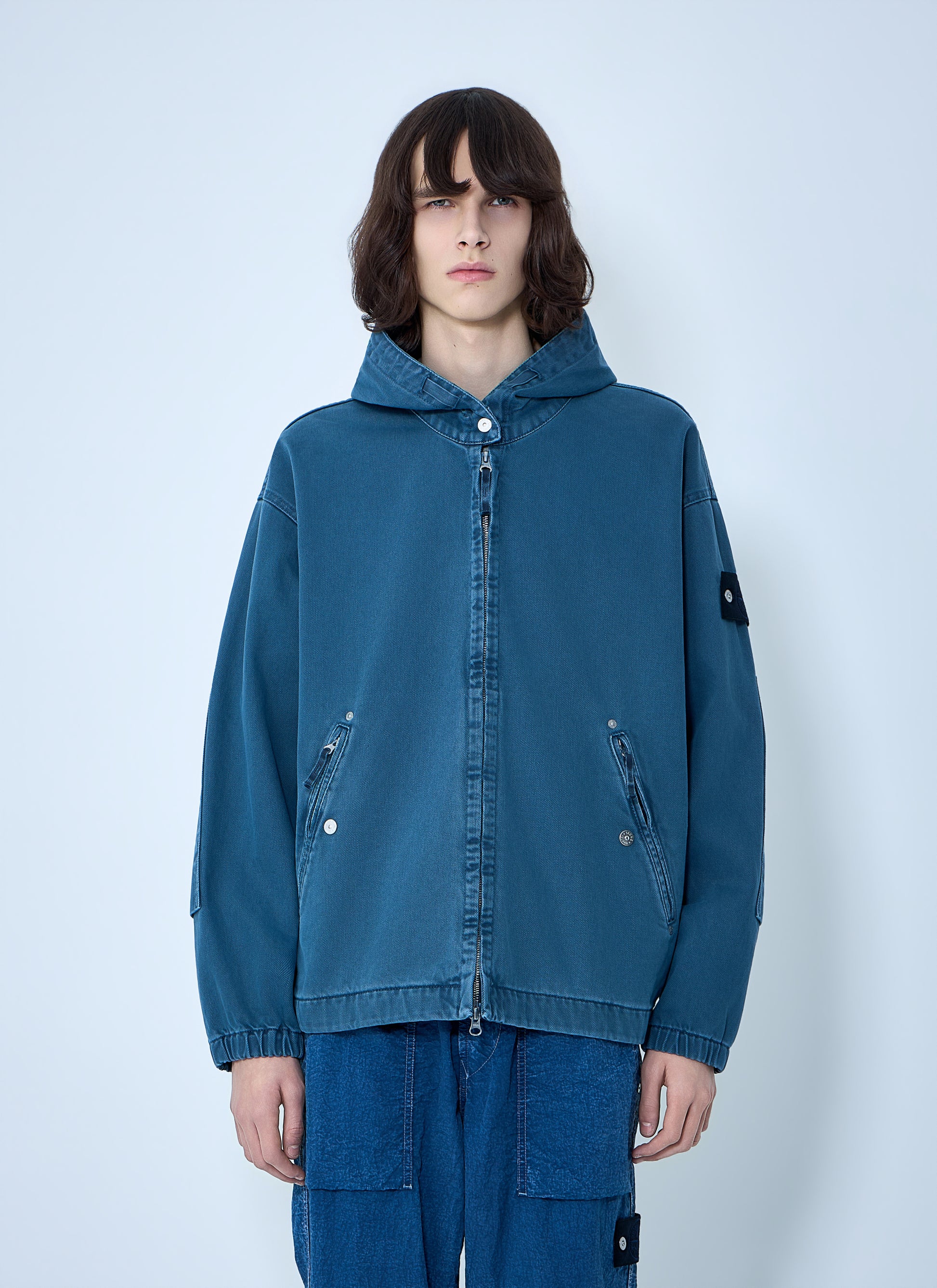 Stone Island Men Hooded Denim Jacket STONE ISLAND