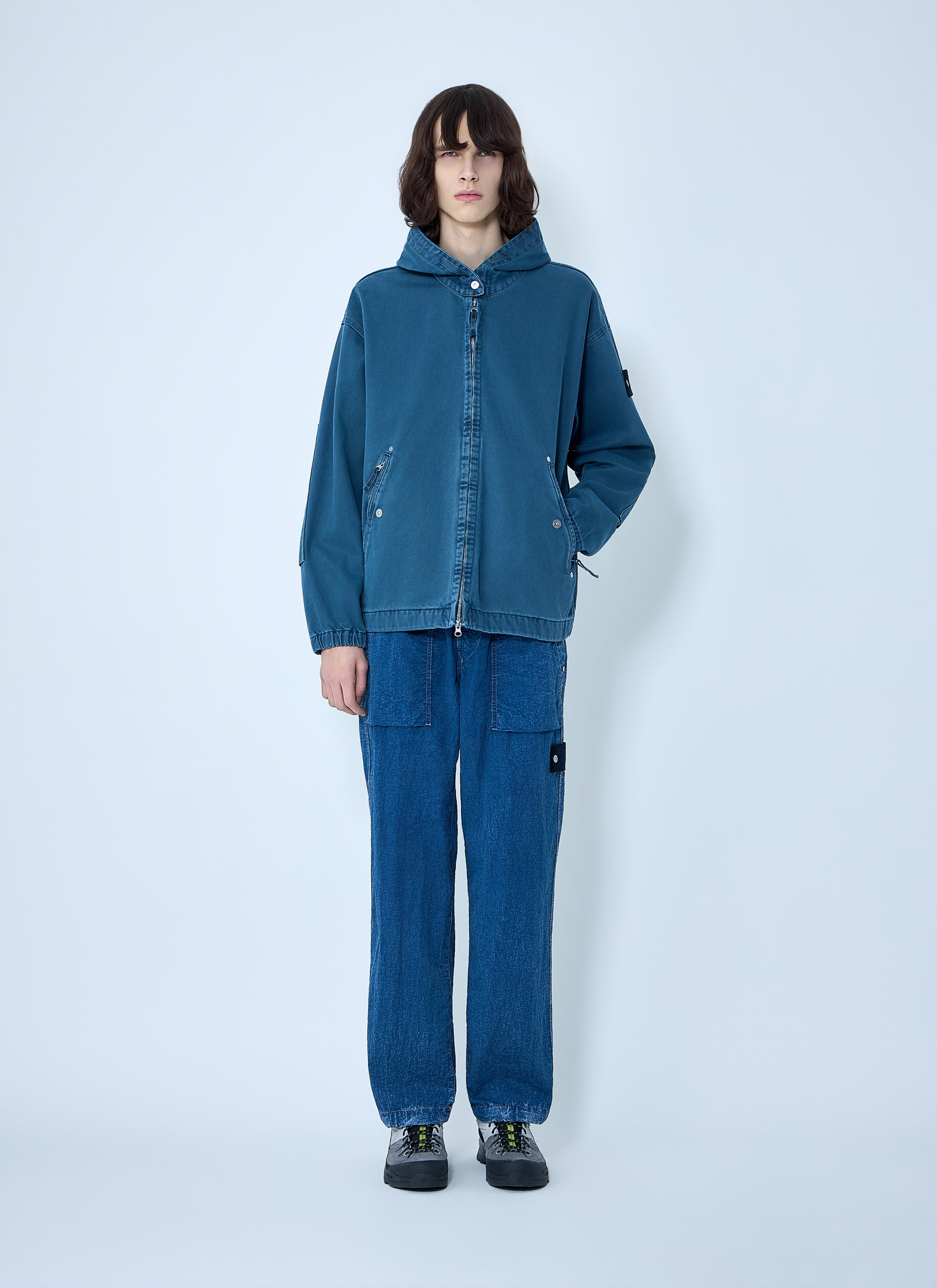 Stone Island Men Hooded Denim Jacket STONE ISLAND