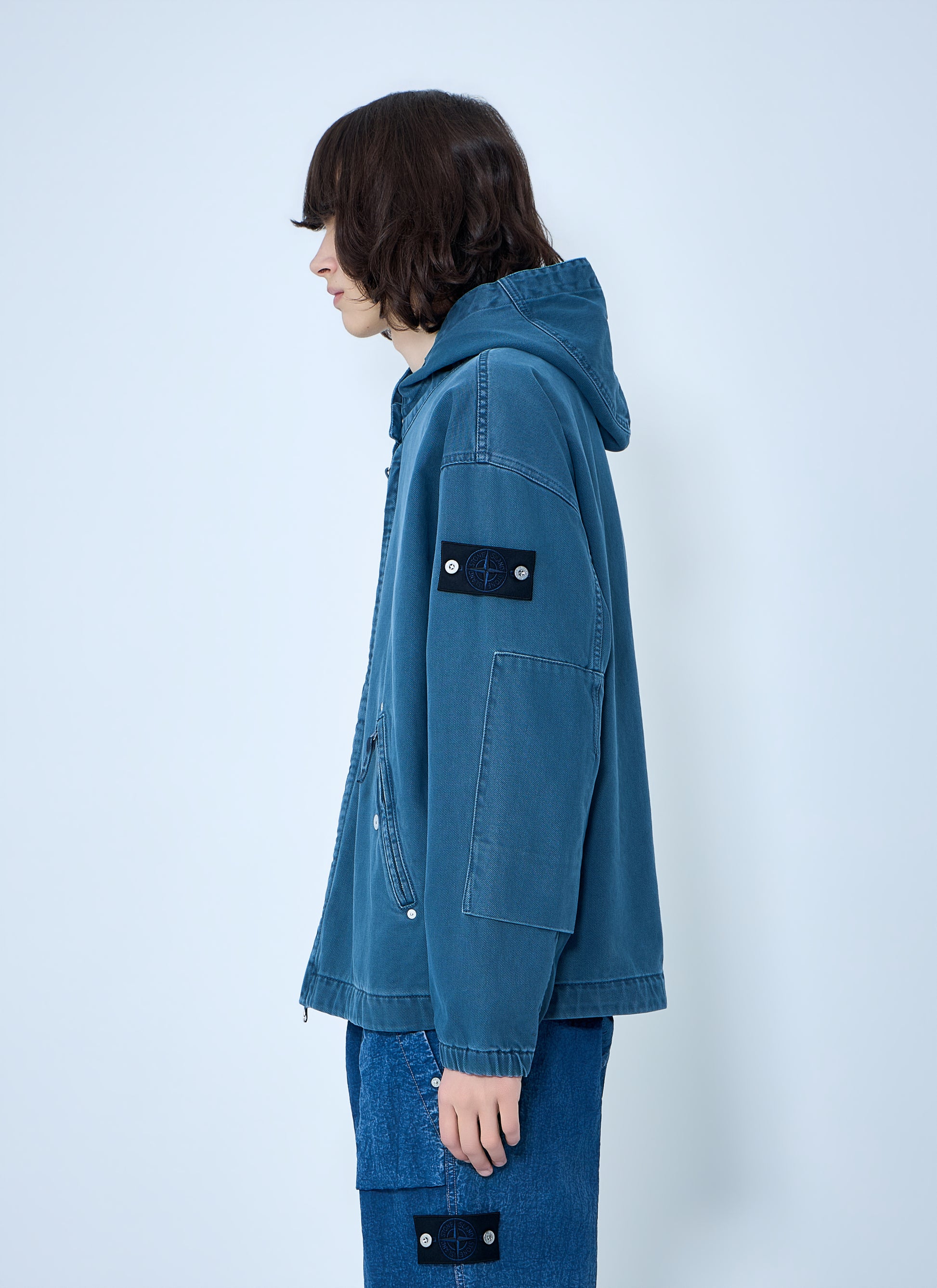 Stone Island Men Hooded Denim Jacket STONE ISLAND