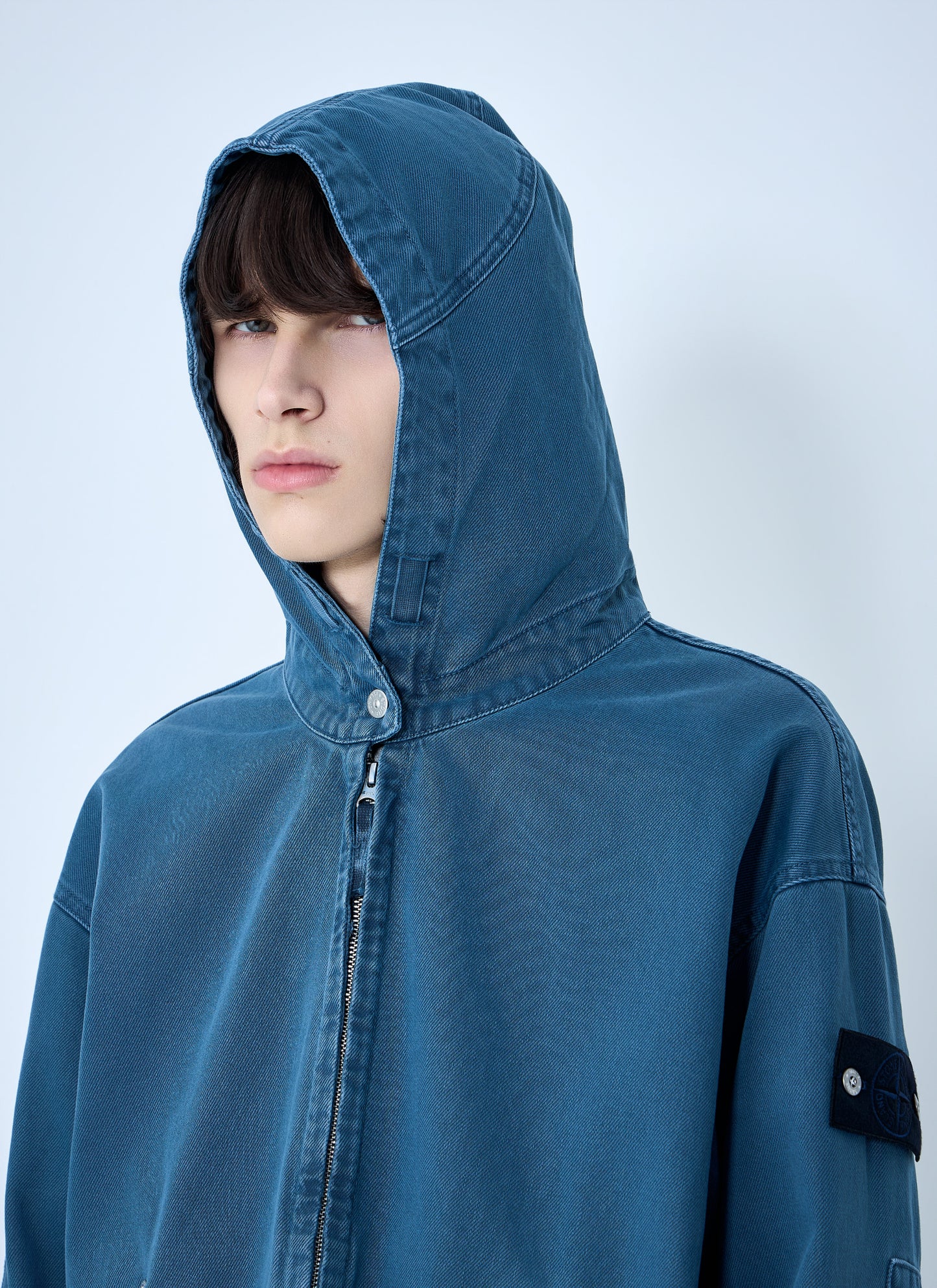 Stone Island Men Hooded Denim Jacket STONE ISLAND