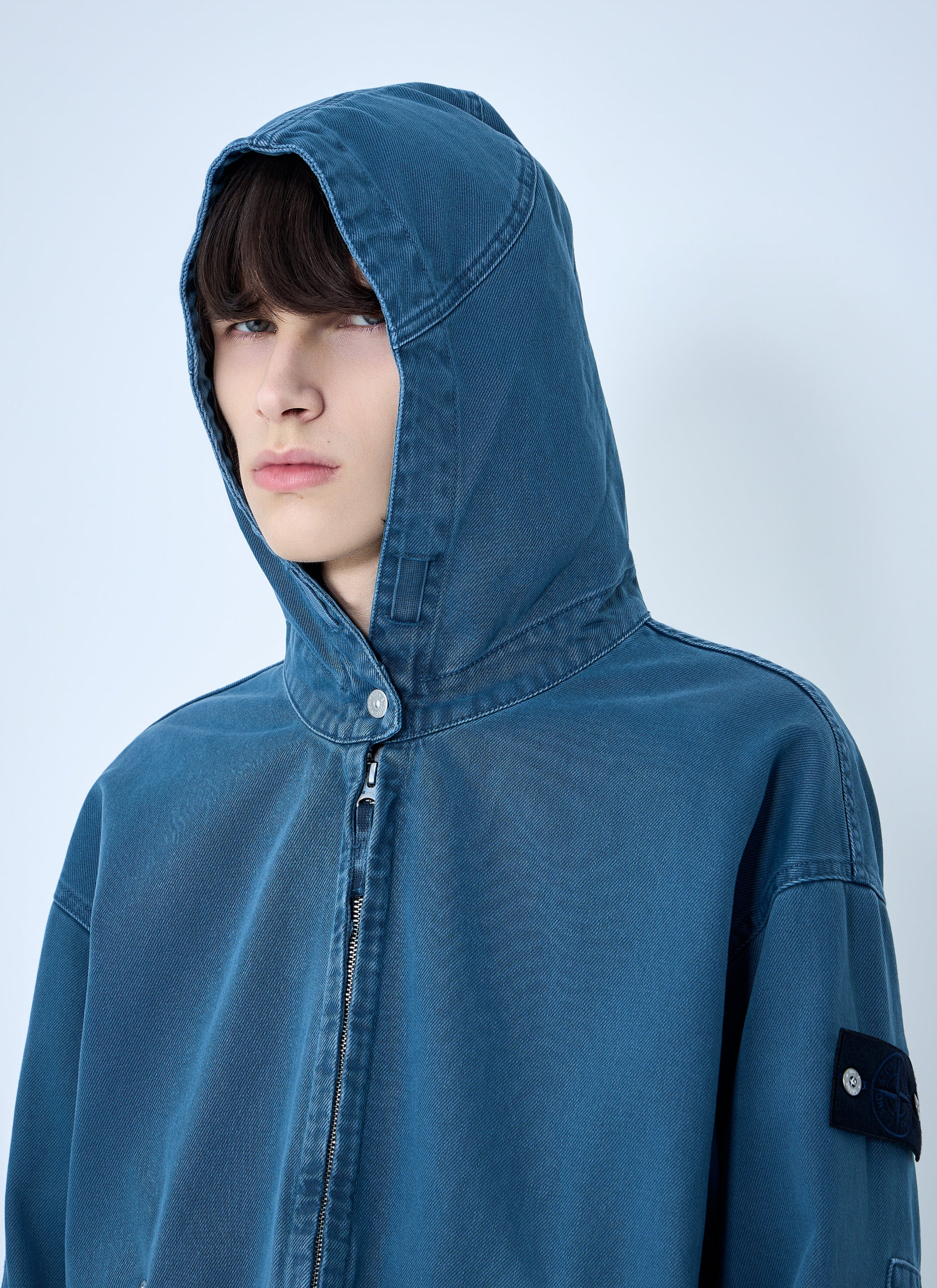 Stone Island Men Hooded Denim Jacket STONE ISLAND