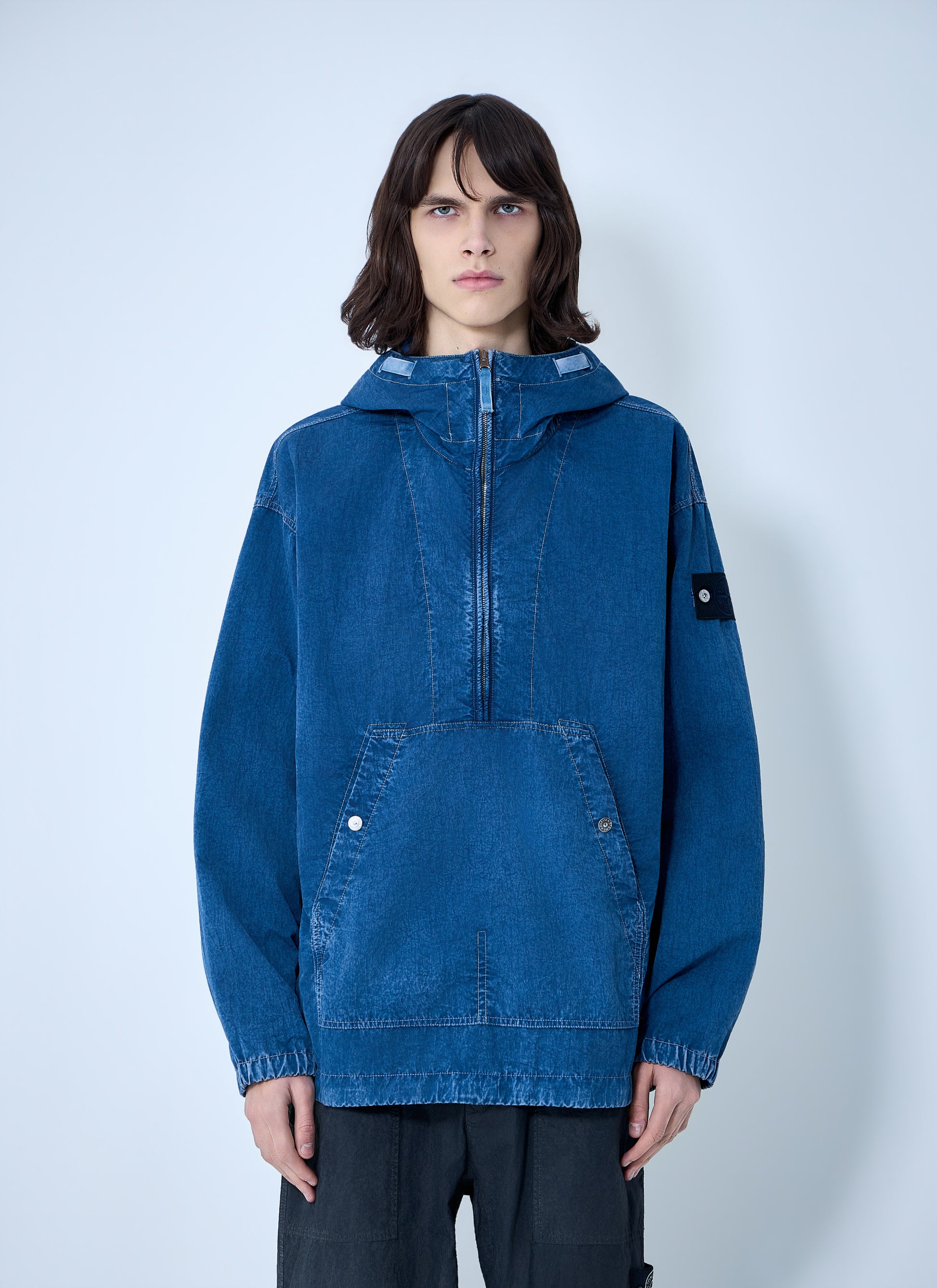 Stone Island Men Denim Hooded Jacket STONE ISLAND