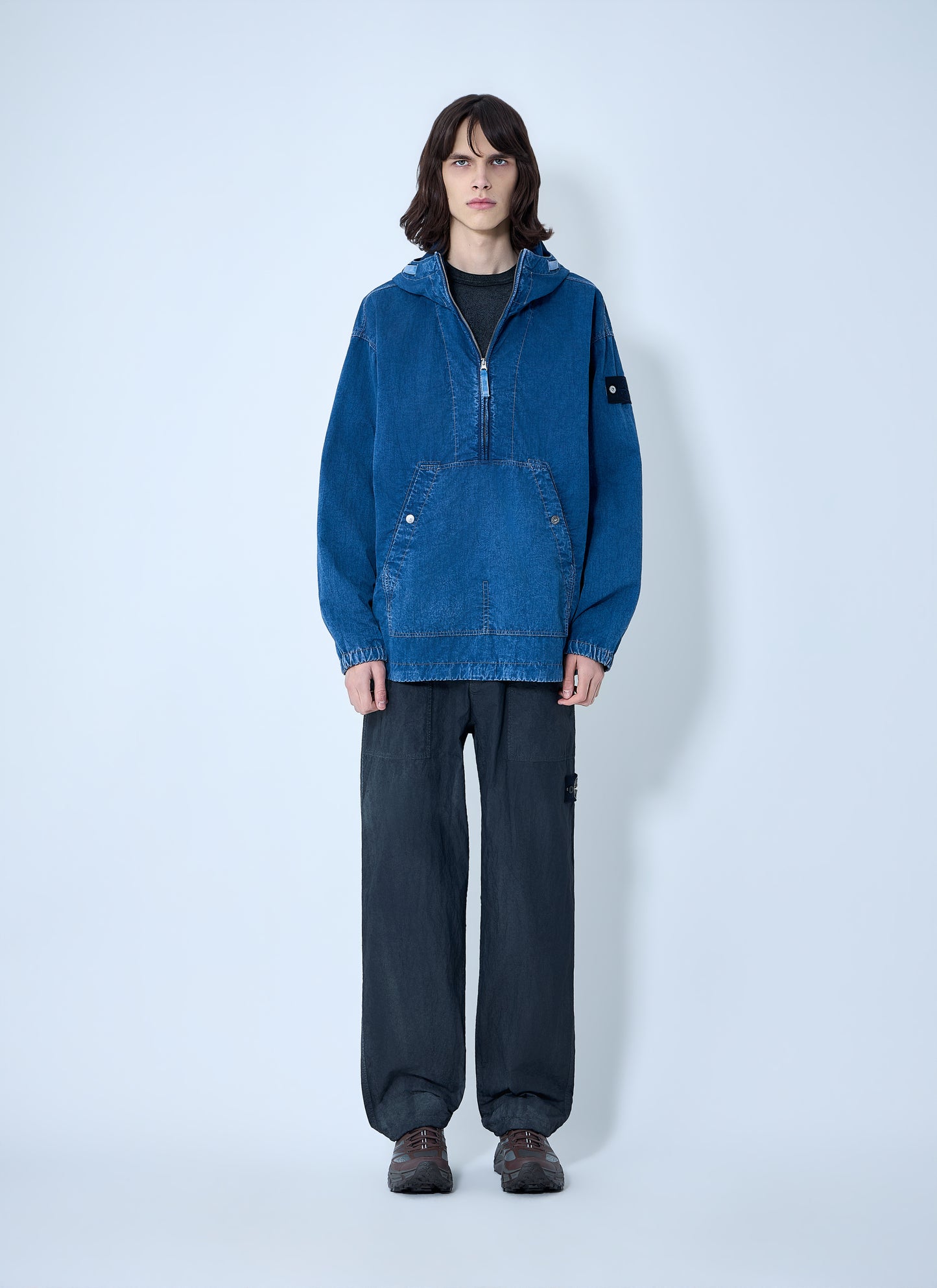 Stone Island Men Denim Hooded Jacket STONE ISLAND