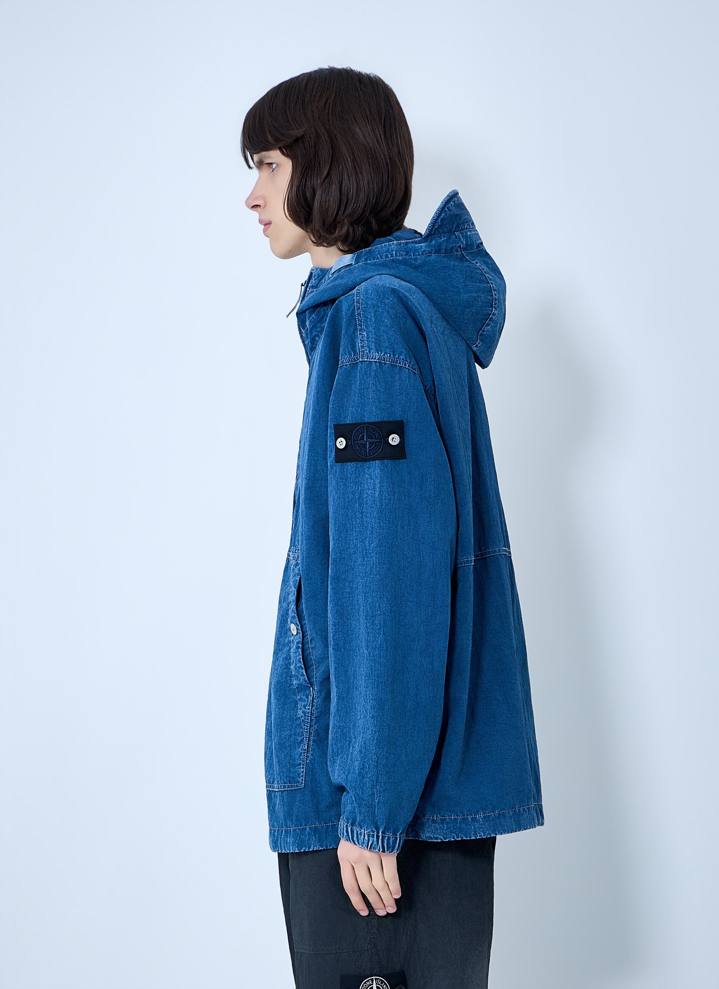 Stone Island Men Denim Hooded Jacket STONE ISLAND