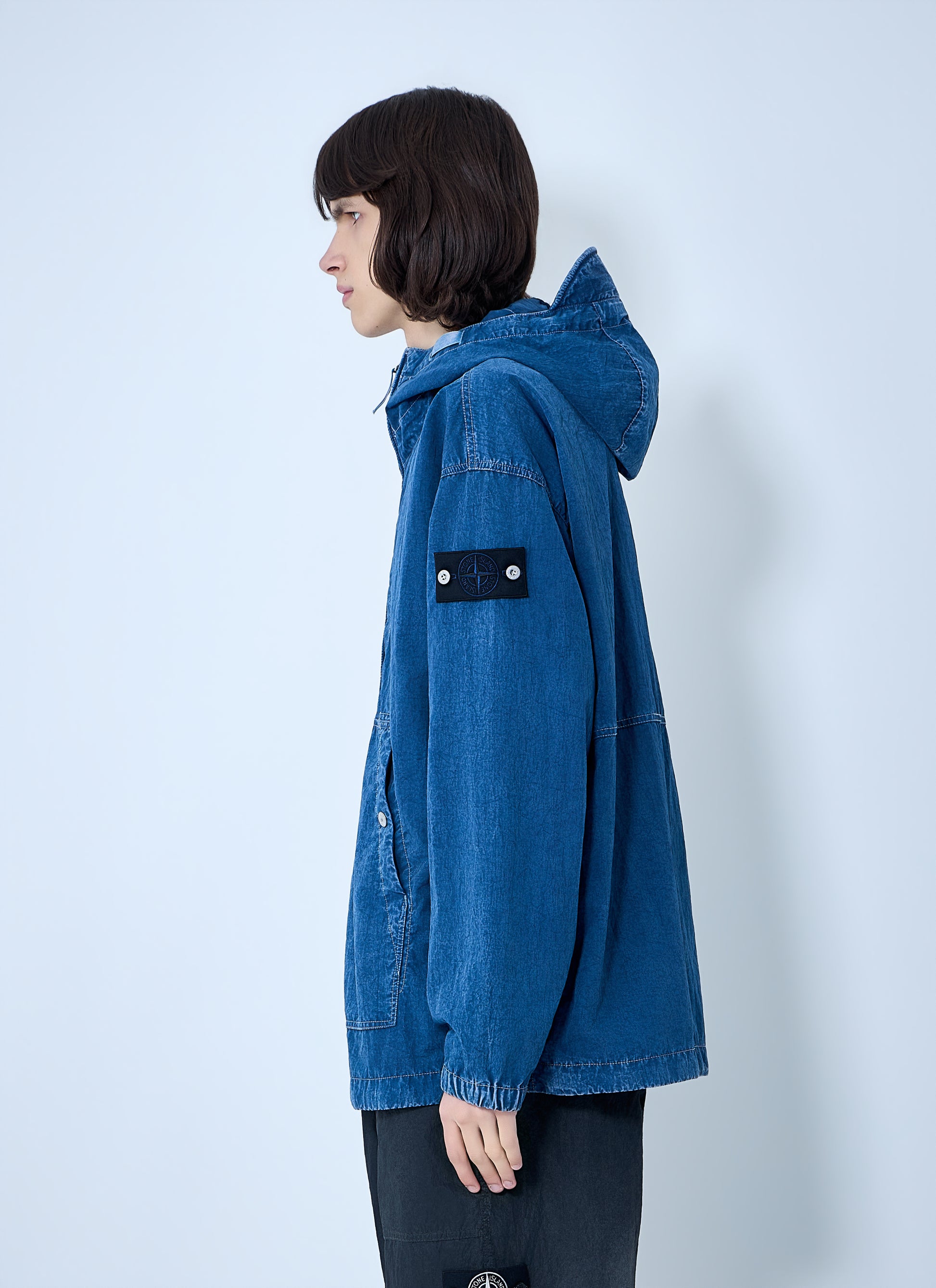 Stone Island Men Denim Hooded Jacket STONE ISLAND