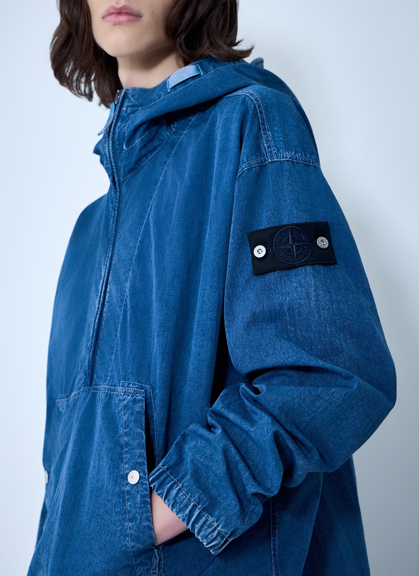 Stone Island Men Denim Hooded Jacket STONE ISLAND