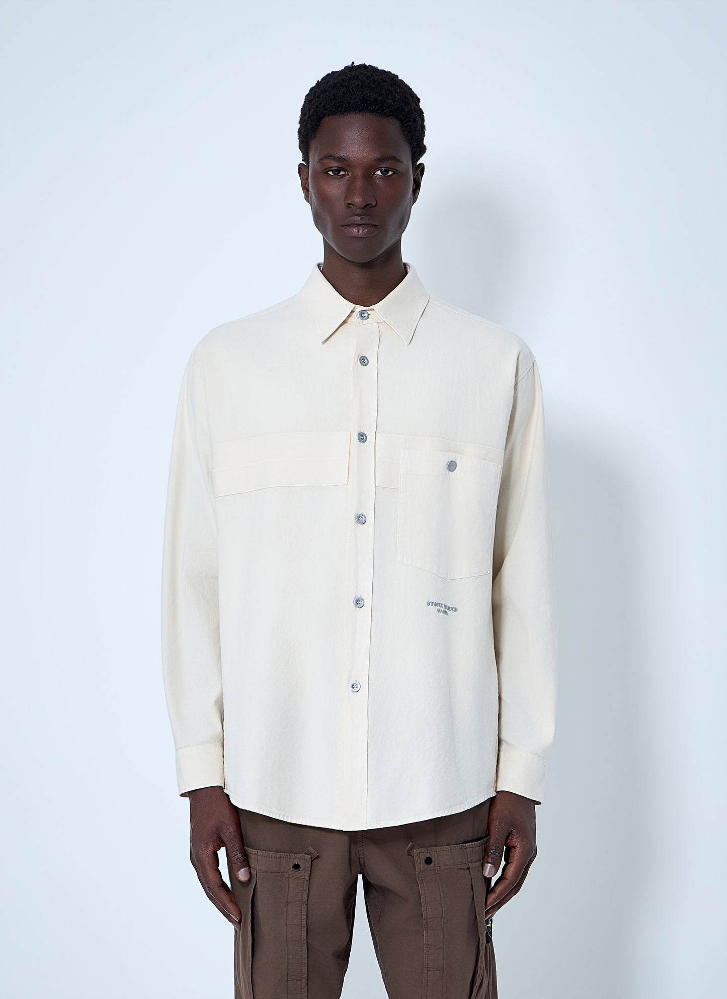 Stone Island Men Long Sleeve Cotton Button-Down Shirt STONE ISLAND