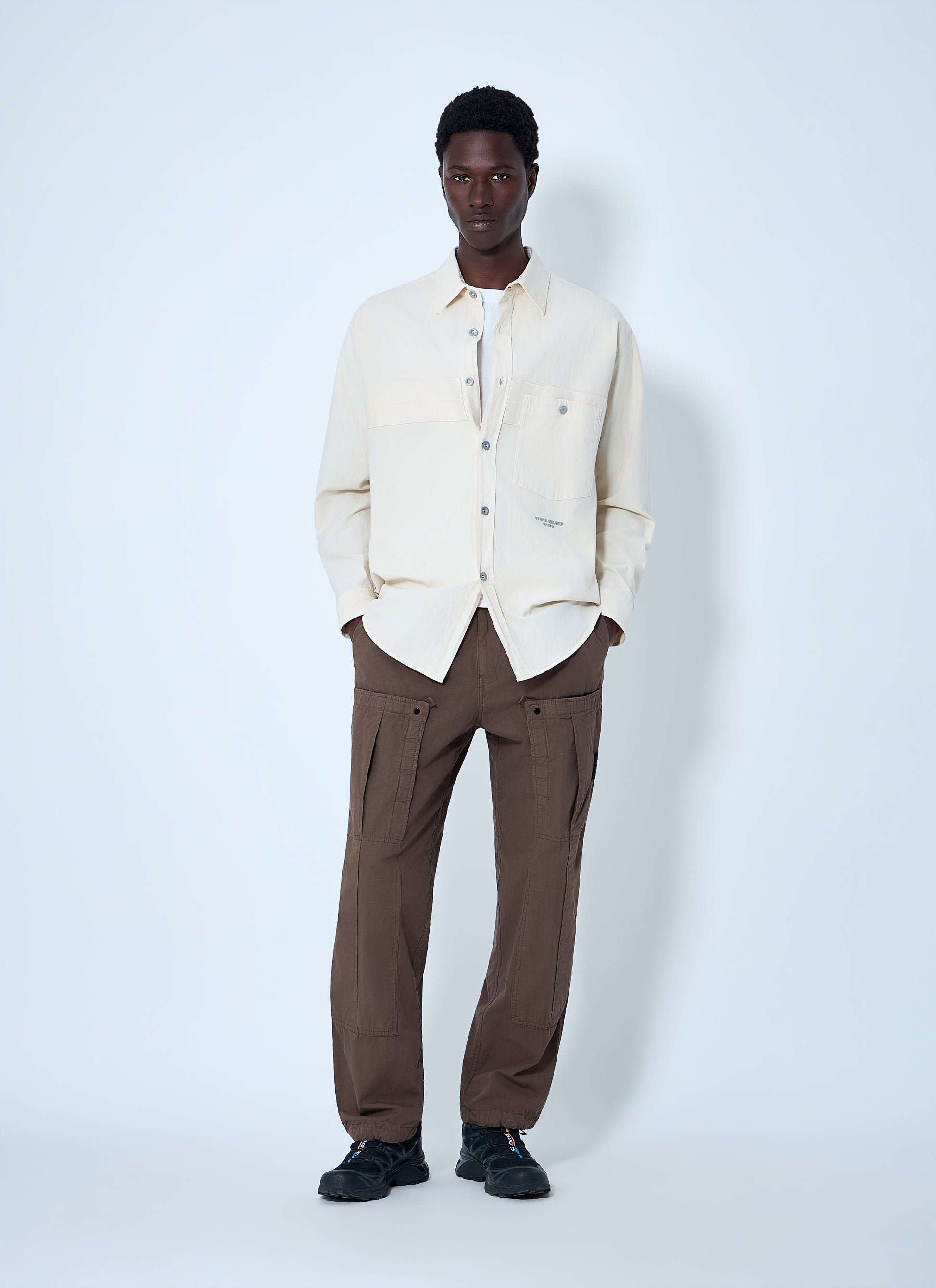 Stone Island Men Long Sleeve Cotton Button-Down Shirt STONE ISLAND