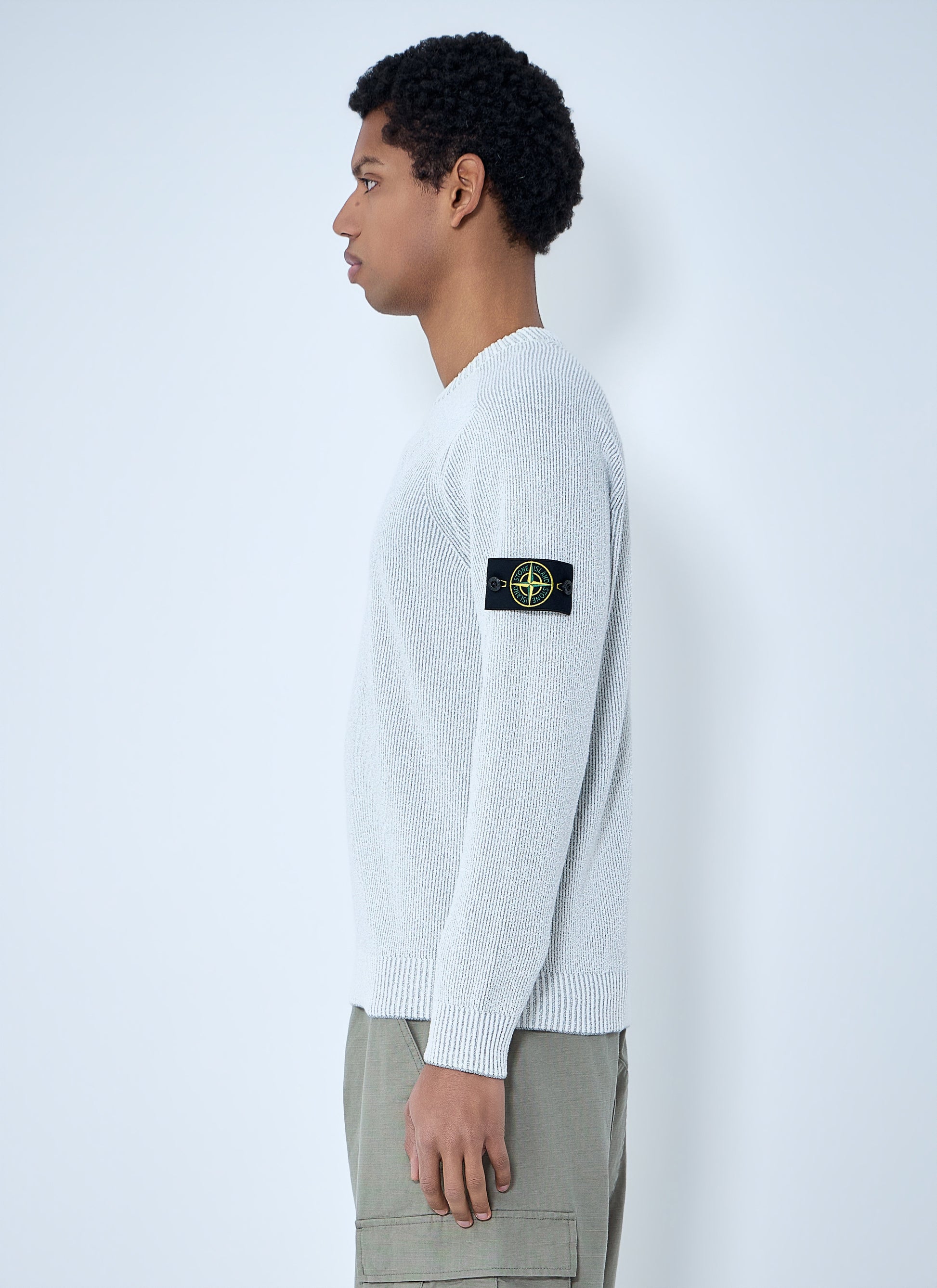 Stone Island Men Ribbed Knit Crewneck Sweater STONE ISLAND