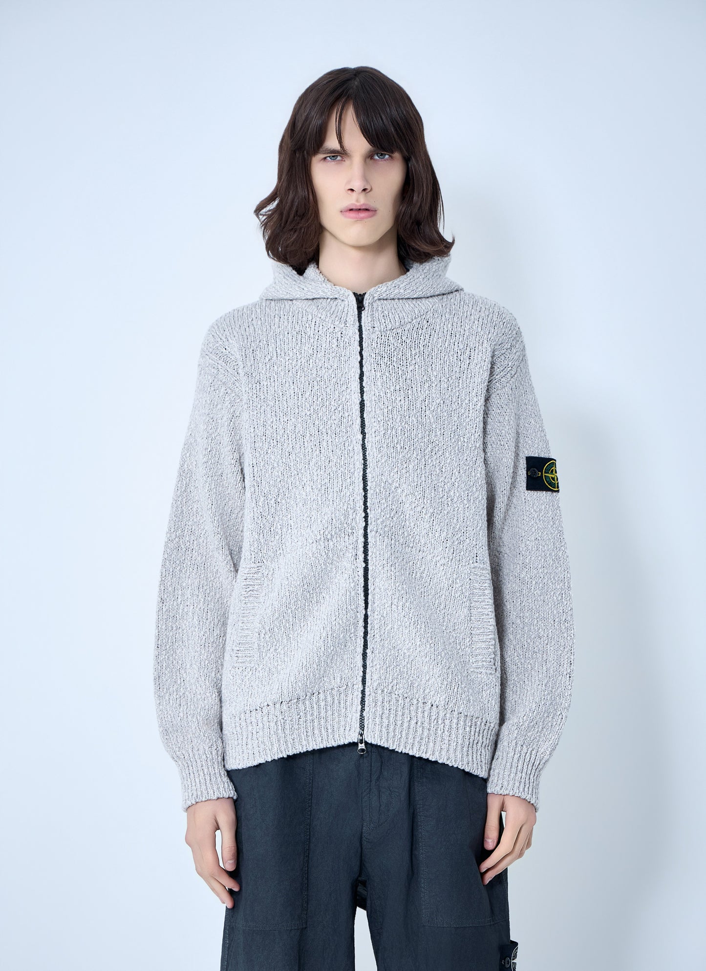 Stone Island Men Zip-Up Knit Hoodie STONE ISLAND