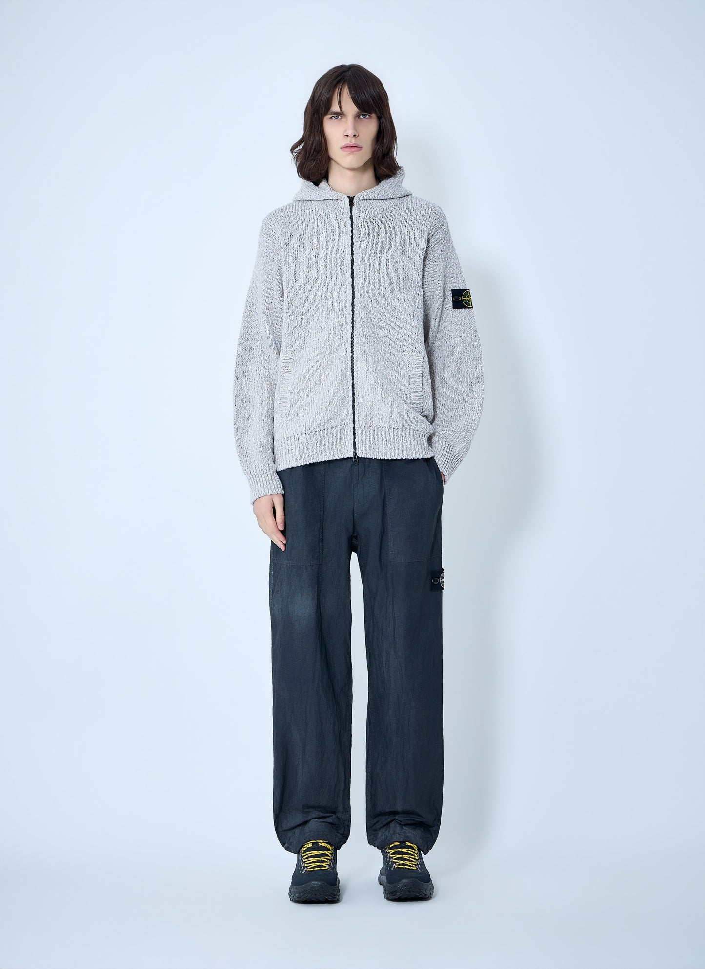Stone Island Men Zip-Up Knit Hoodie STONE ISLAND
