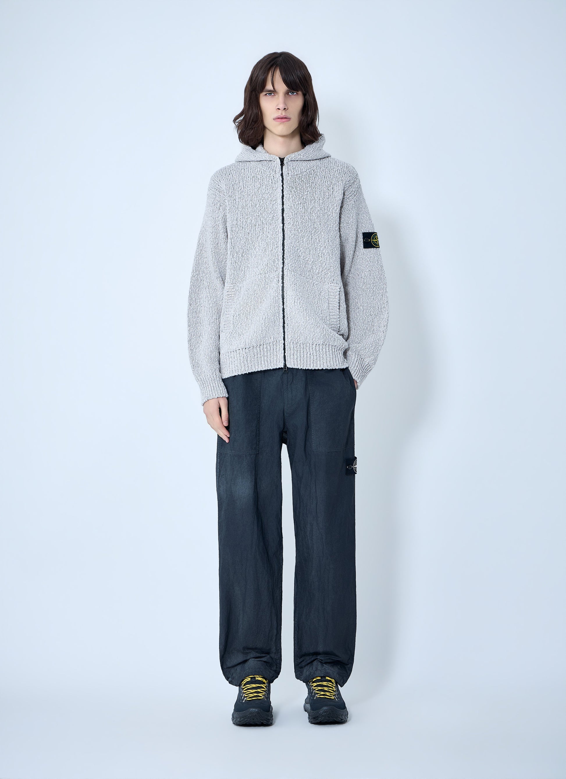 Stone Island Men Zip-Up Knit Hoodie STONE ISLAND