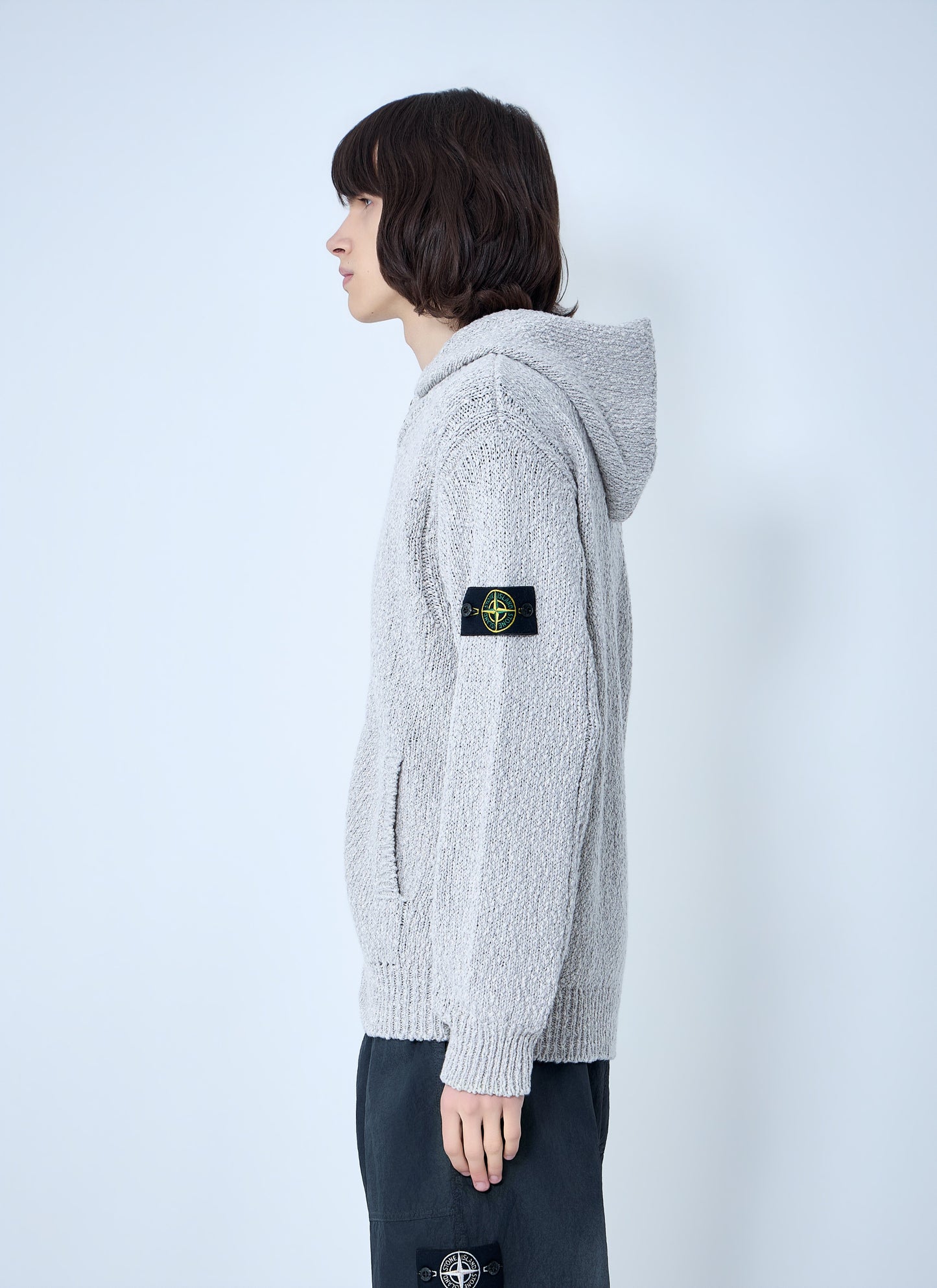 Stone Island Men Zip-Up Knit Hoodie STONE ISLAND