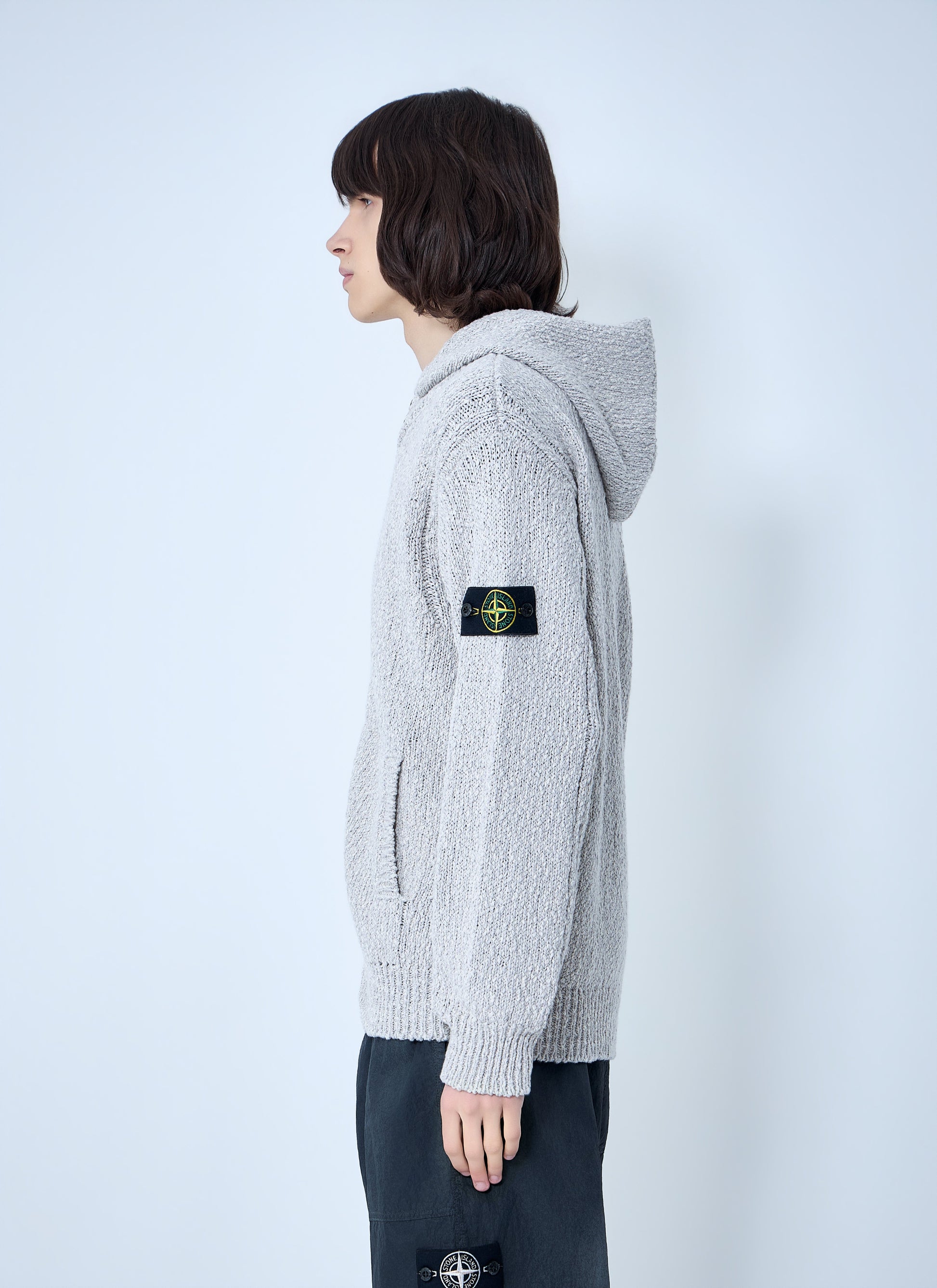 Stone Island Men Zip-Up Knit Hoodie STONE ISLAND
