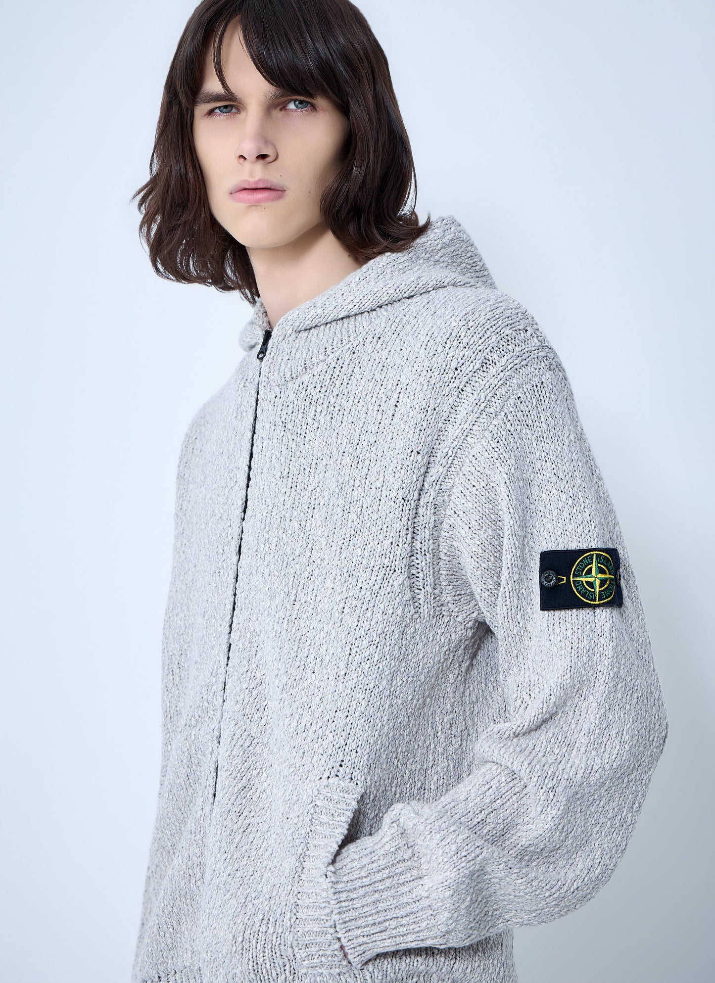 Stone Island Men Zip-Up Knit Hoodie STONE ISLAND