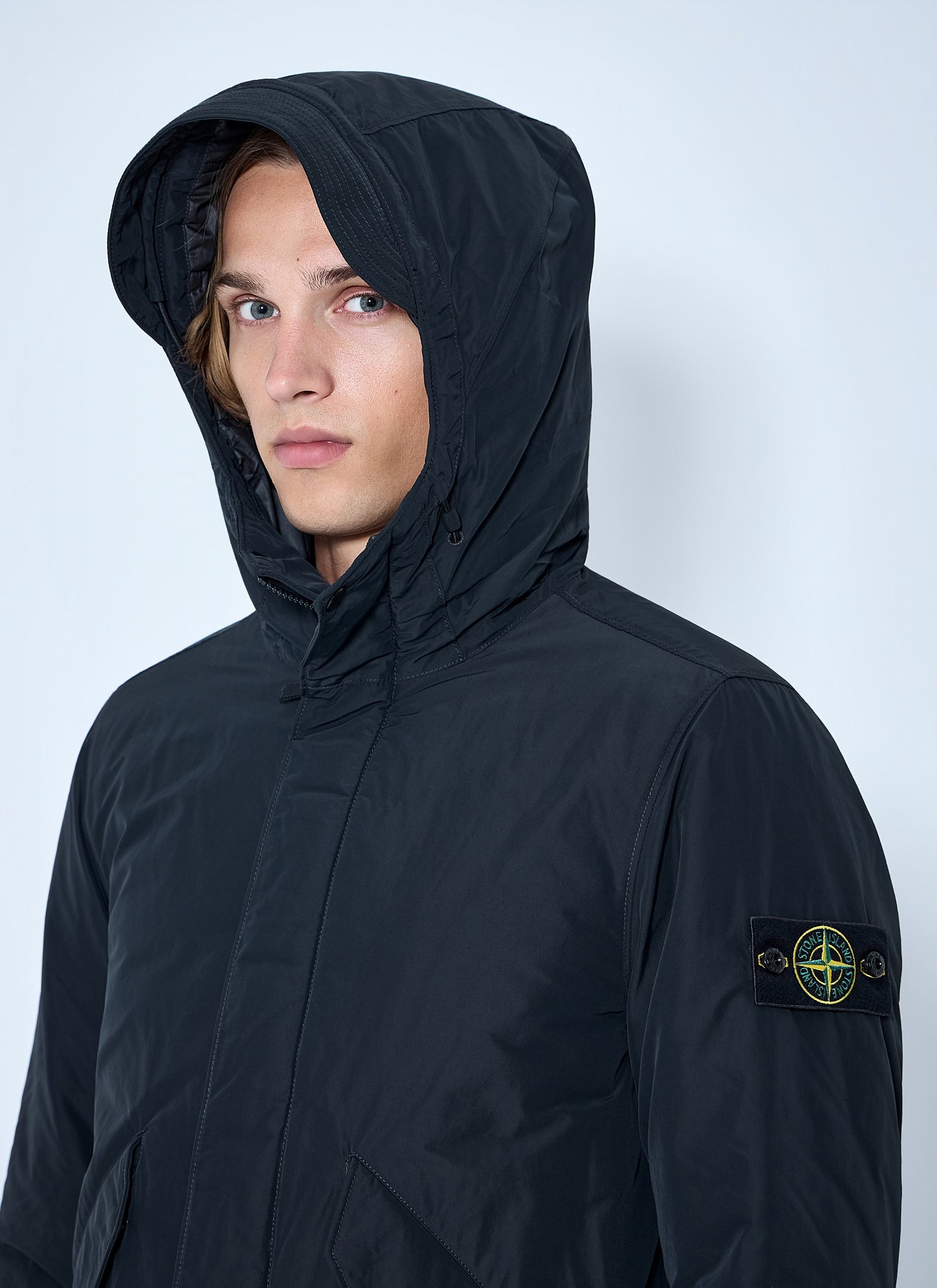 Stone Island Men Hooded Jacket With Patch Detail STONE ISLAND