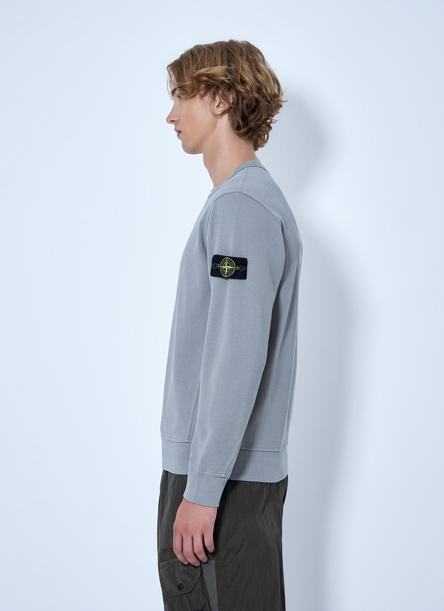 Stone Island Men Crewneck Sweatshirt With Sleeve Logo Patch STONE ISLAND